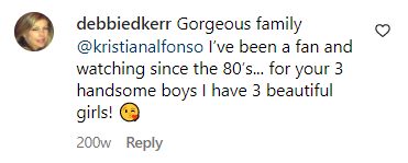 A fan compliments Alfonso's family | Source: Instagram/Kristian Alfonso