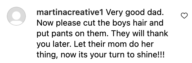 An internet user's comment regarding Fox and Green's children. | Source: Instagram.com/brianaustingreen