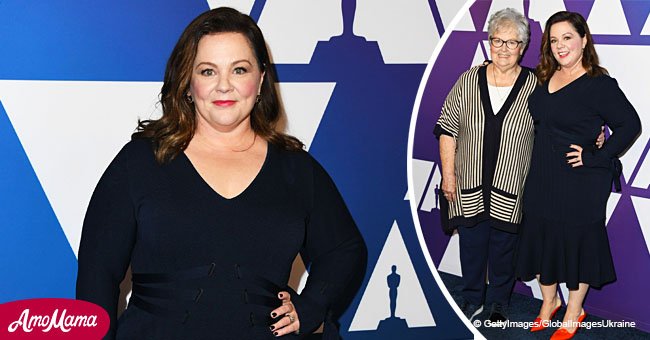 Melissa McCarthy in a rare public appearance with mom flaunts her slender figure in a navy dress