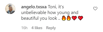 Fan commenting on an Instagram post of Toni Braxton. | Source: Instagram/tonibraxton