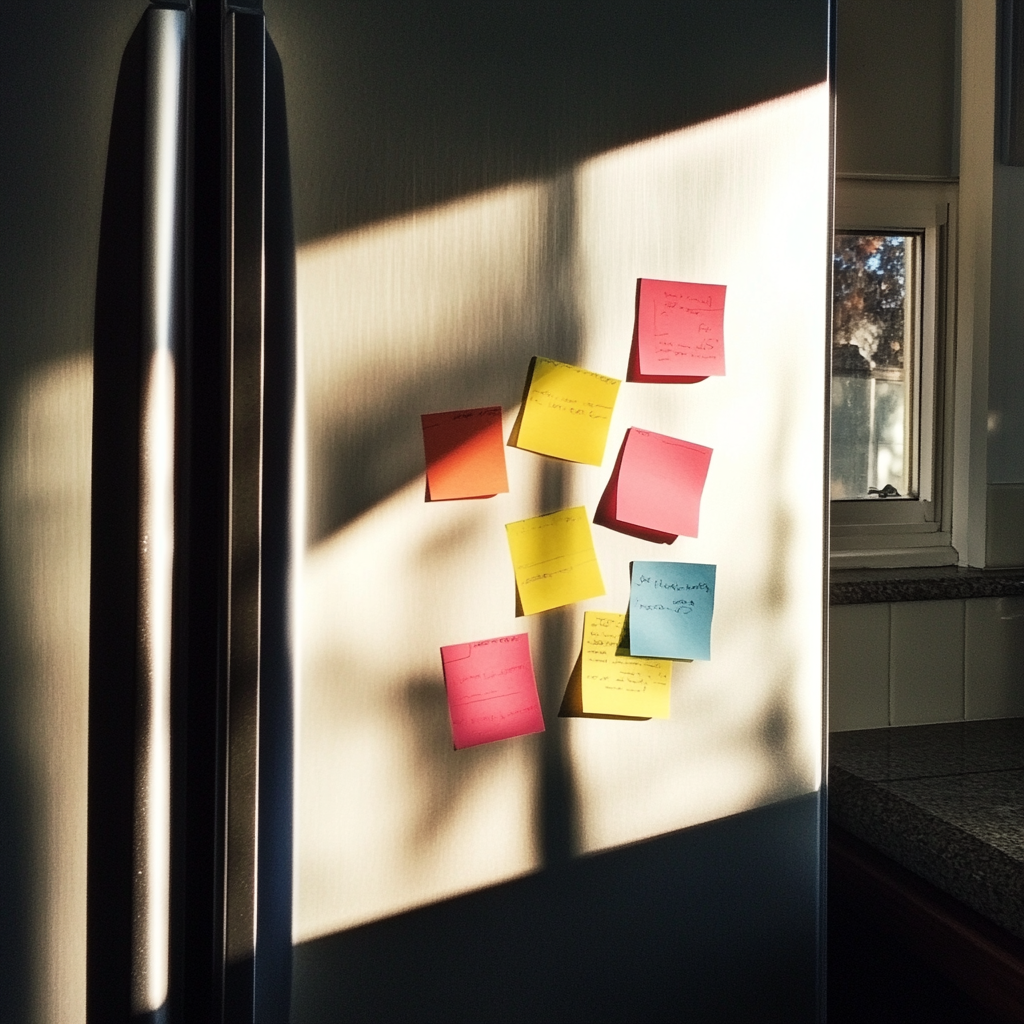 Post-its on a fridge | Source: Midjourney