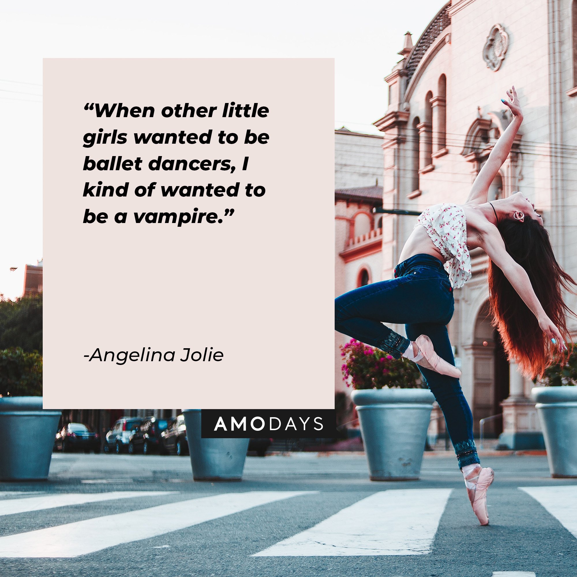 Angelina Jolie’s quote: “When other little girls wanted to be ballet dancers, I kind of wanted to be a vampire.” | Image: AmoDays