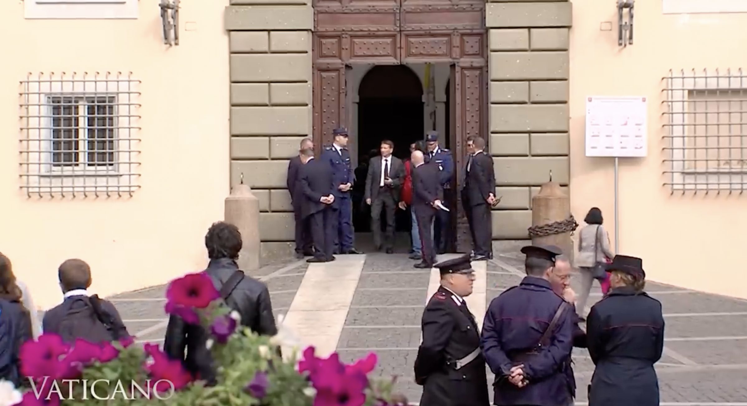 Officials pictured outside Villa Barberini in Castel Gandolfo, dated July 2025 | Source: YouTube/EWTN