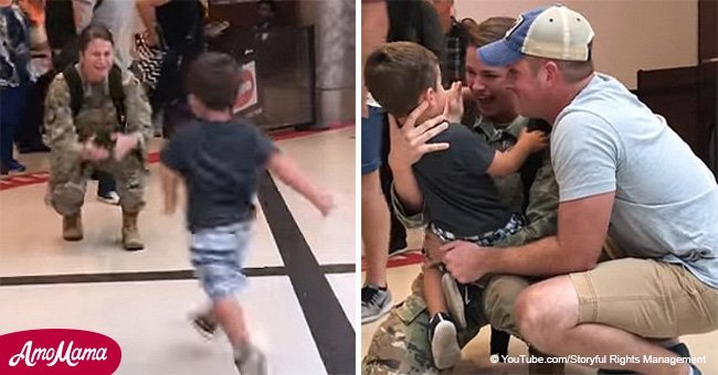 Emotional moment military mom reunites with toddler after being deployed for 6 months 