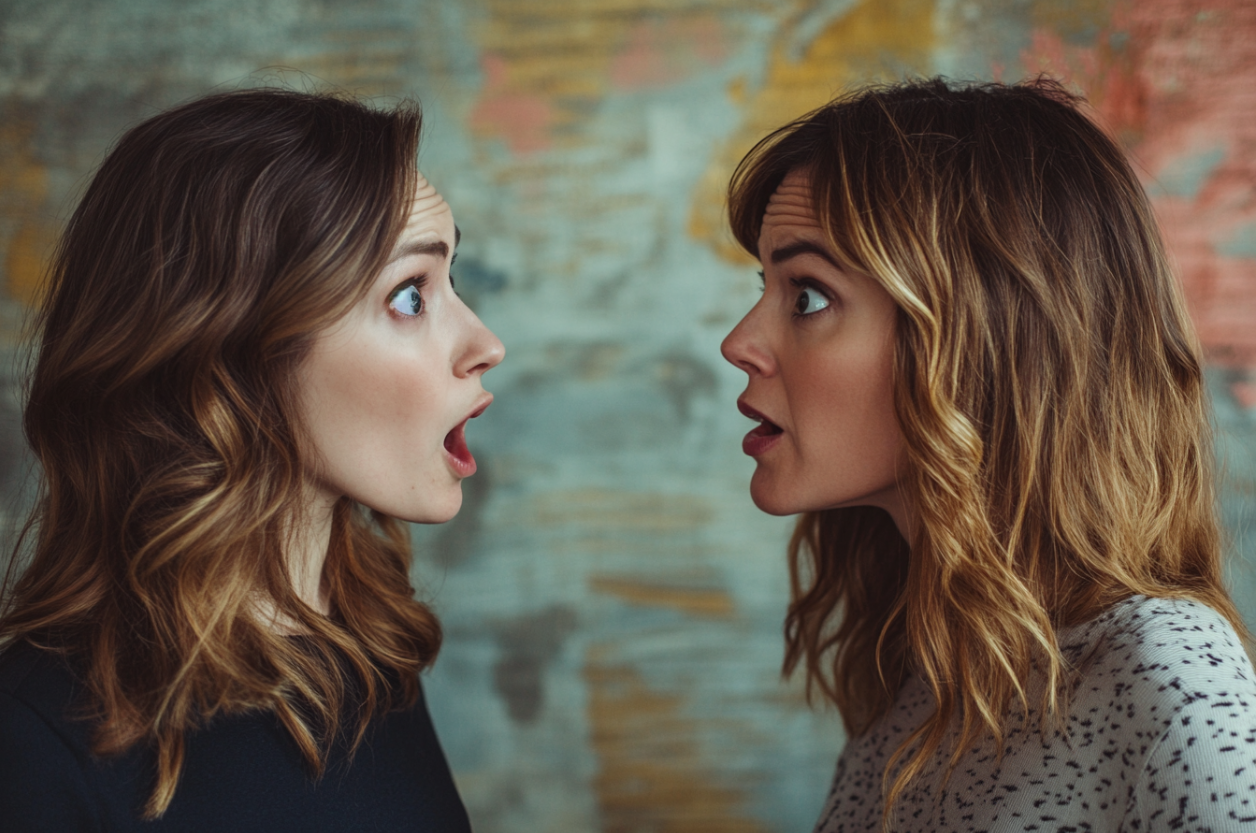 Two women staring at each other | Source: Midjourney