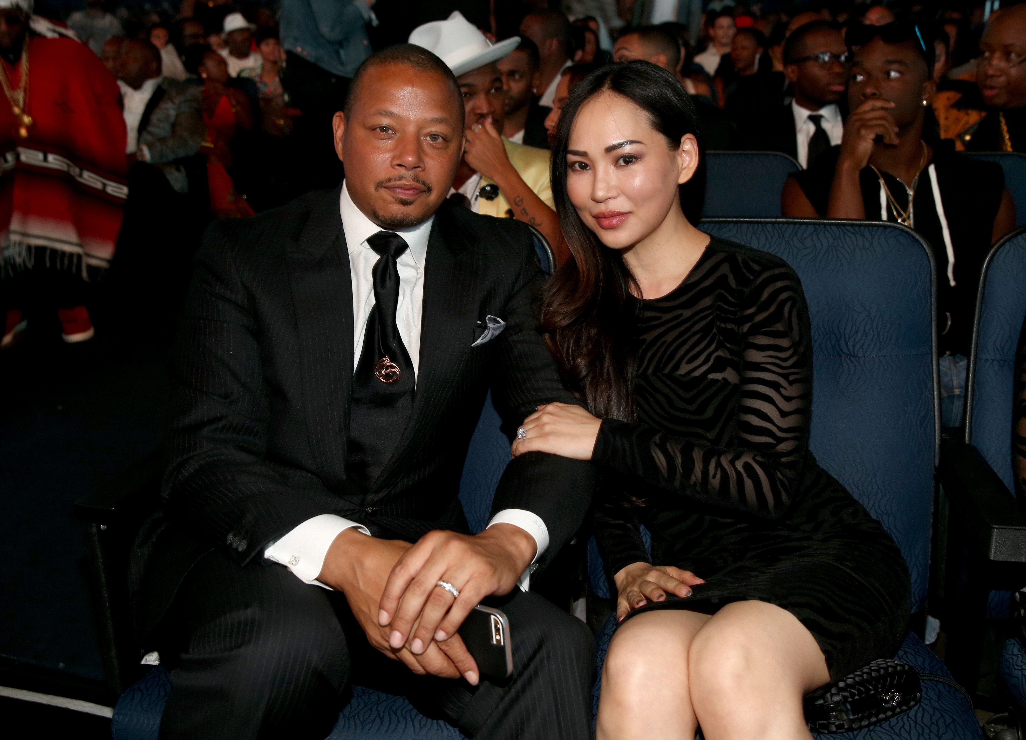 Actor Terrence Howard (L) and Mira Pak attend the 2015 BET Awards at the Microsoft Theater on June 28, 2015, in Los Angeles, California. | Source: Getty Images