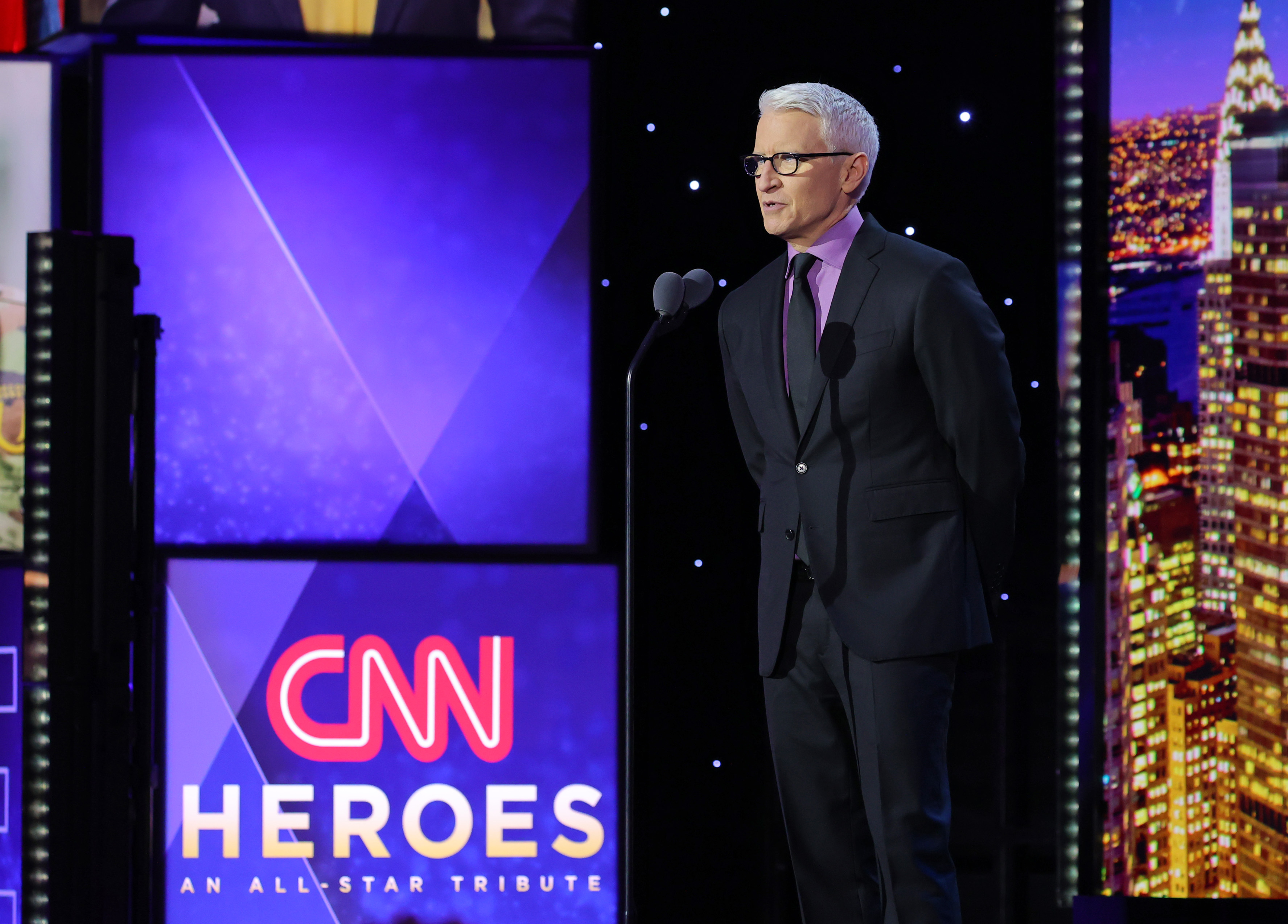 Anderson Cooper speaks onstage during The 15th Annual CNN Heroes: All-Star Tribute at American Museum of Natural History in New York City, on December 12, 2021 | Source: Getty Images