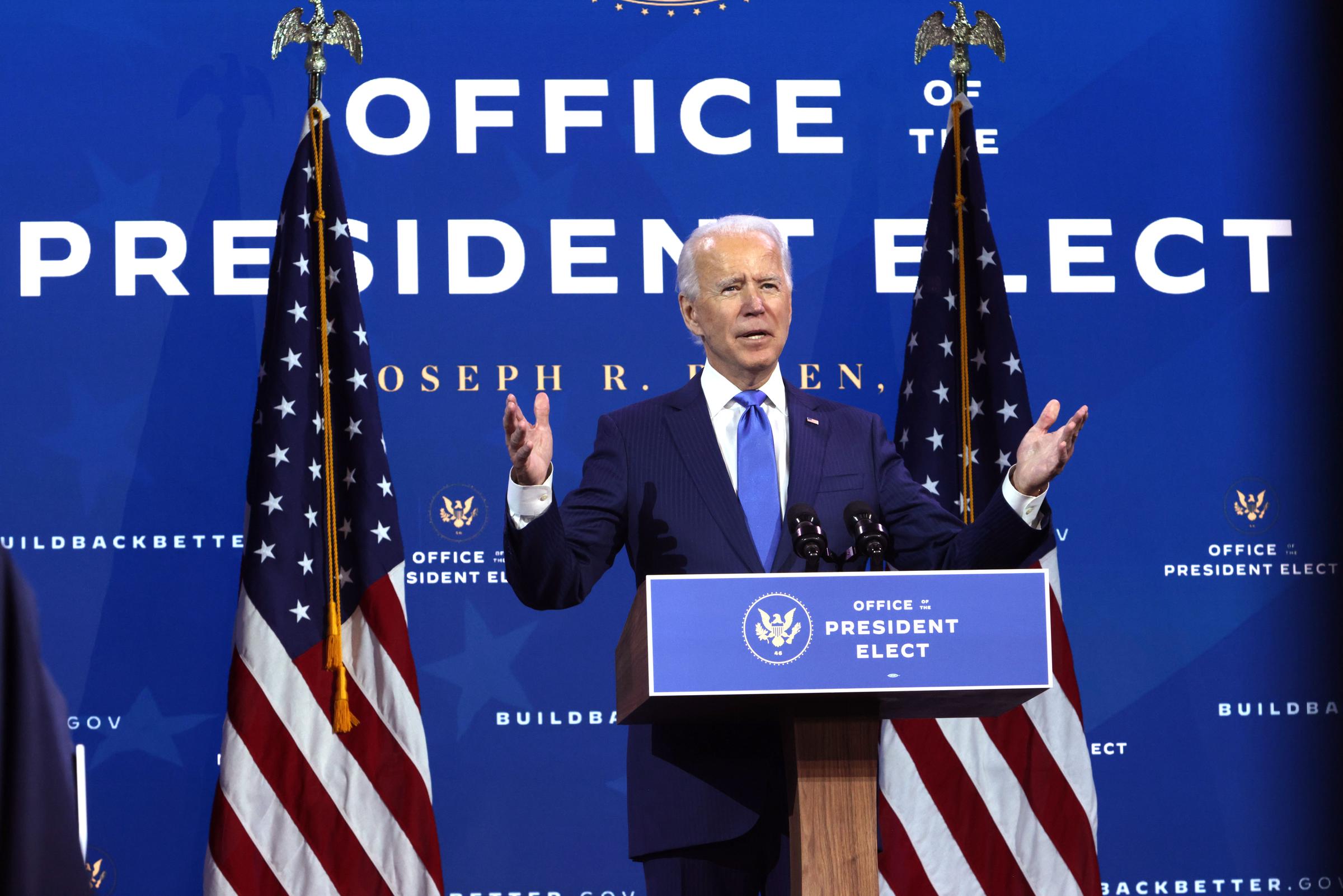 President-elect Joe Biden speaks during an event to name his economic team at the Queen Theater on December 1, 2020, in Wilmington, Delaware | Source: Getty Images