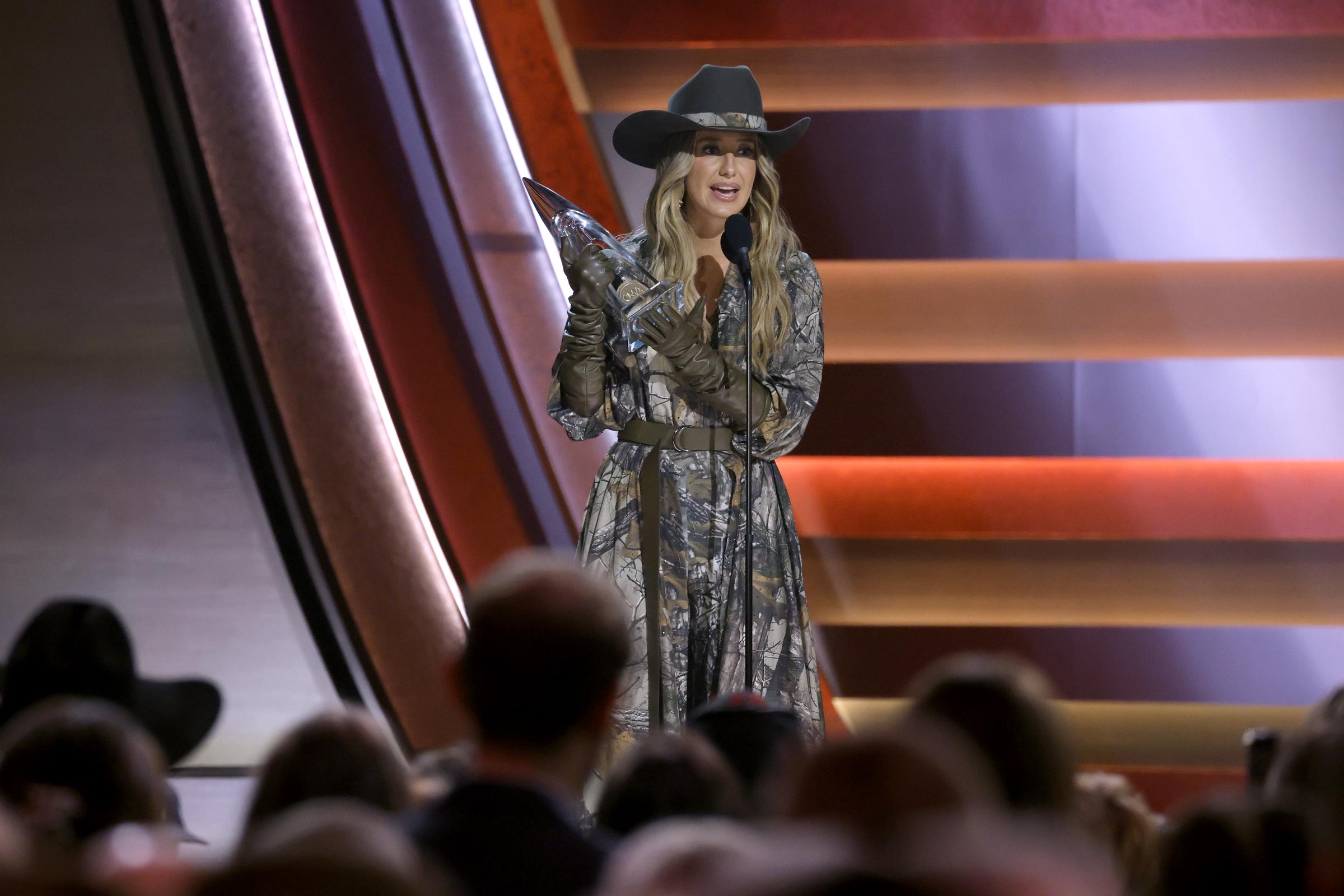 Lainey Wilson accepts the Entertainer of the Year Award onstage during the 59th Annual CMA Awards at Bridgestone Arena on November 19, 2025 in Nashville, Tennessee | Source: Getty Images