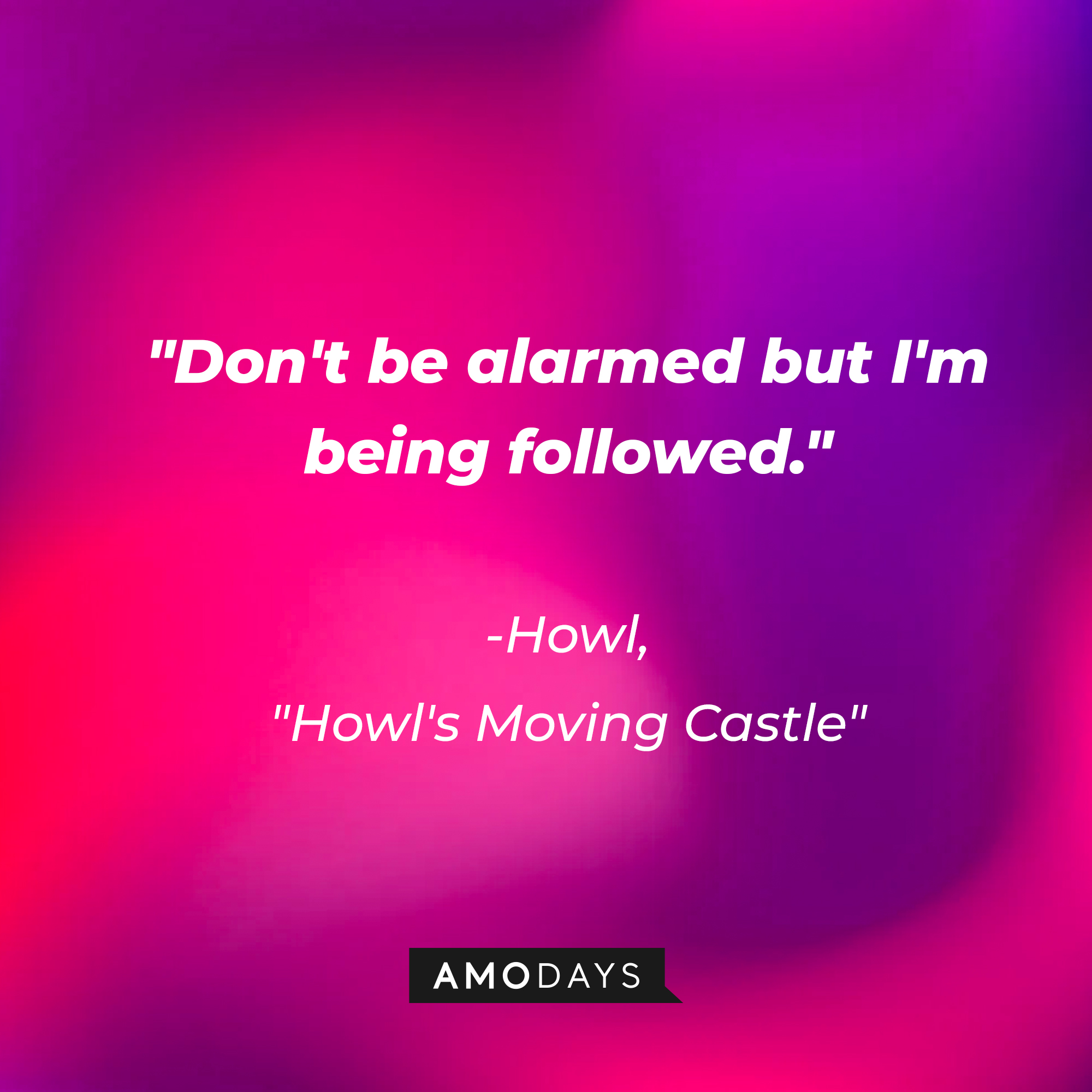 Howl's quote in "Howl's Moving Castle:" "Don't be alarmed but I'm being followed." | Source: AmoDays