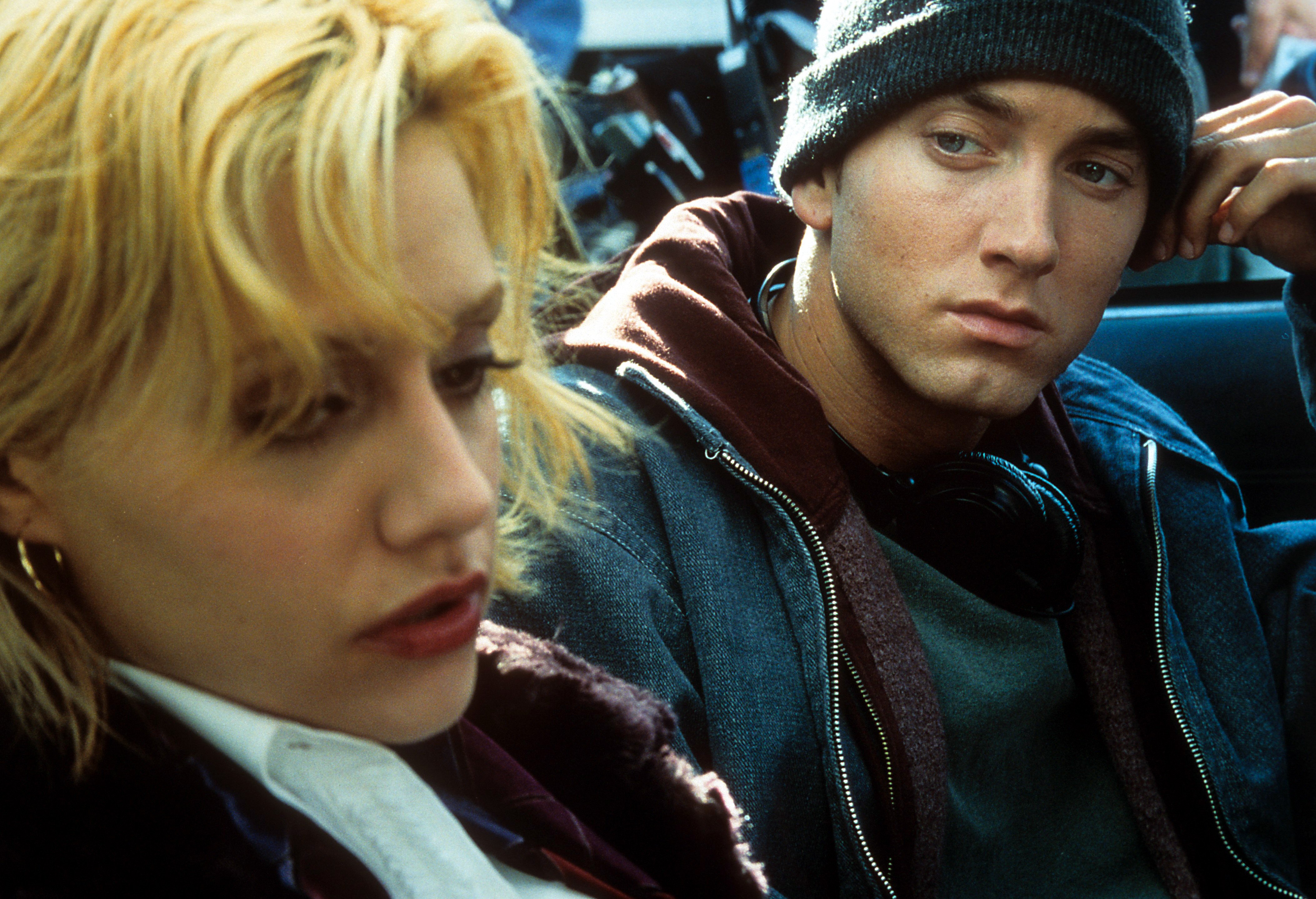 Eminem and Brittany Murphy in a "8 Mile" scene in 2002 | Source: Getty Images 