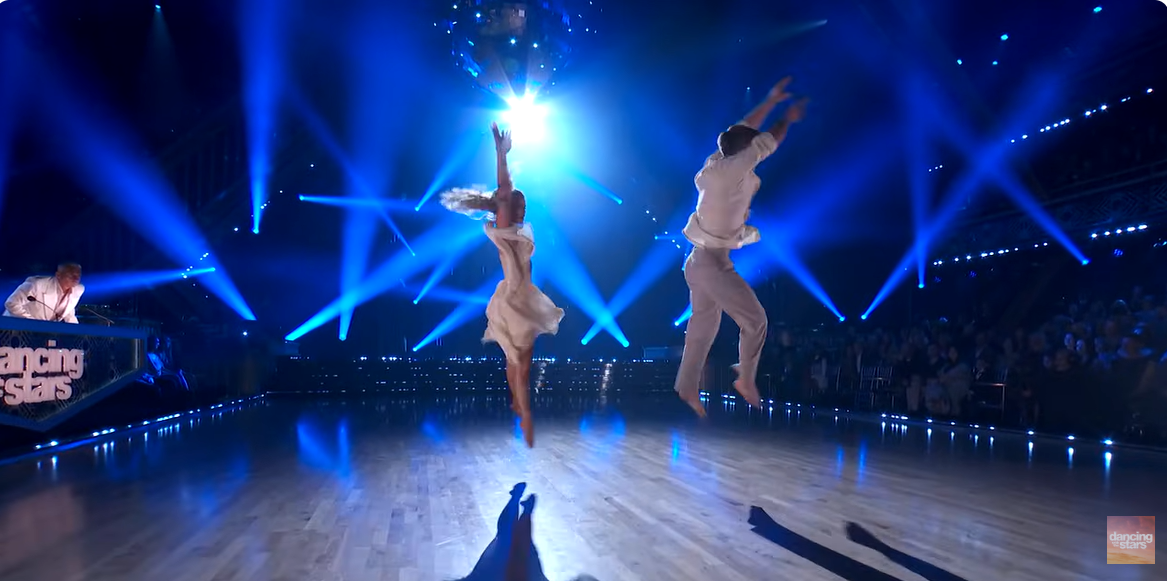 Robert Irwin and Witney Carson are captured mid-performance during "Dancing With the Star's" dedication night, as seen in a video post dated October 15, 2025 | Source: YouTube/DancingWithTheStars