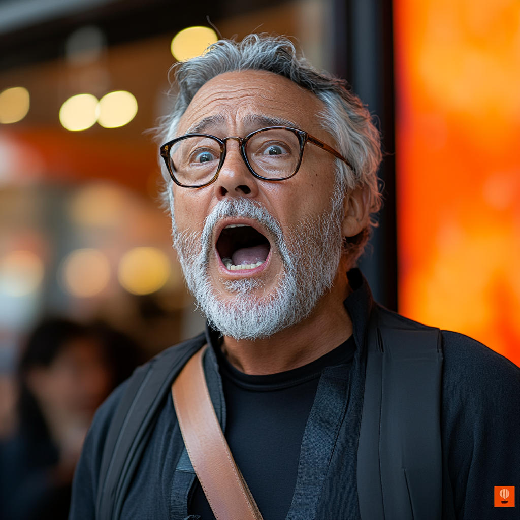 A scared man in a mobile store | Source: Midjourney