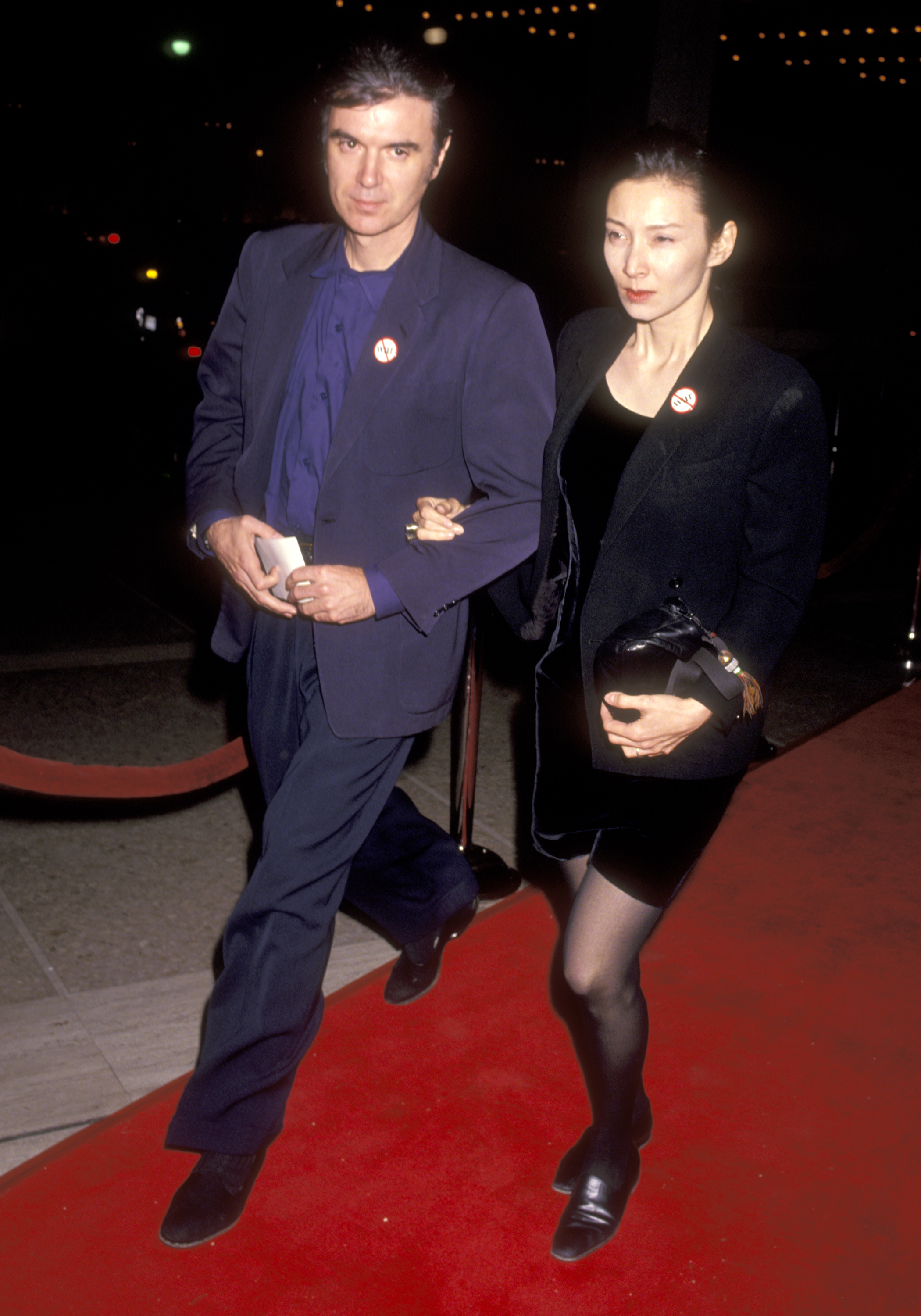 David Byrne and Adelle Lutz during "The Silence of the Lambs" Century City premiere on February 1, 1991, at Cineplex Odeon Century Plaza Cinemas in Century City, California. | Source: Getty Images