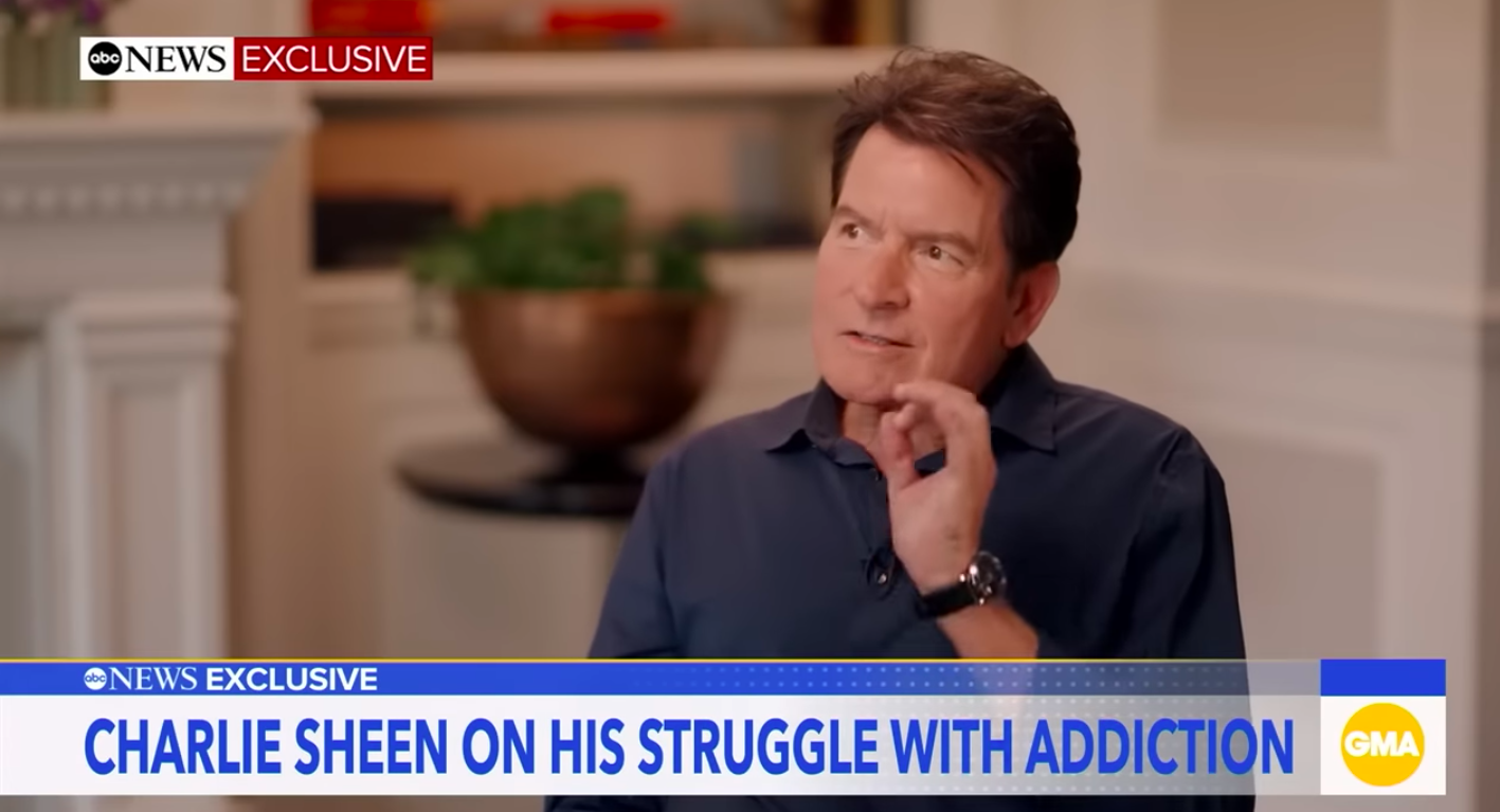 Charlie Sheen opening up about his stutter and addiction struggles during the "Good Morning America" interview, posted on September 8, 2025. | Source: YouTube/Good Morning America