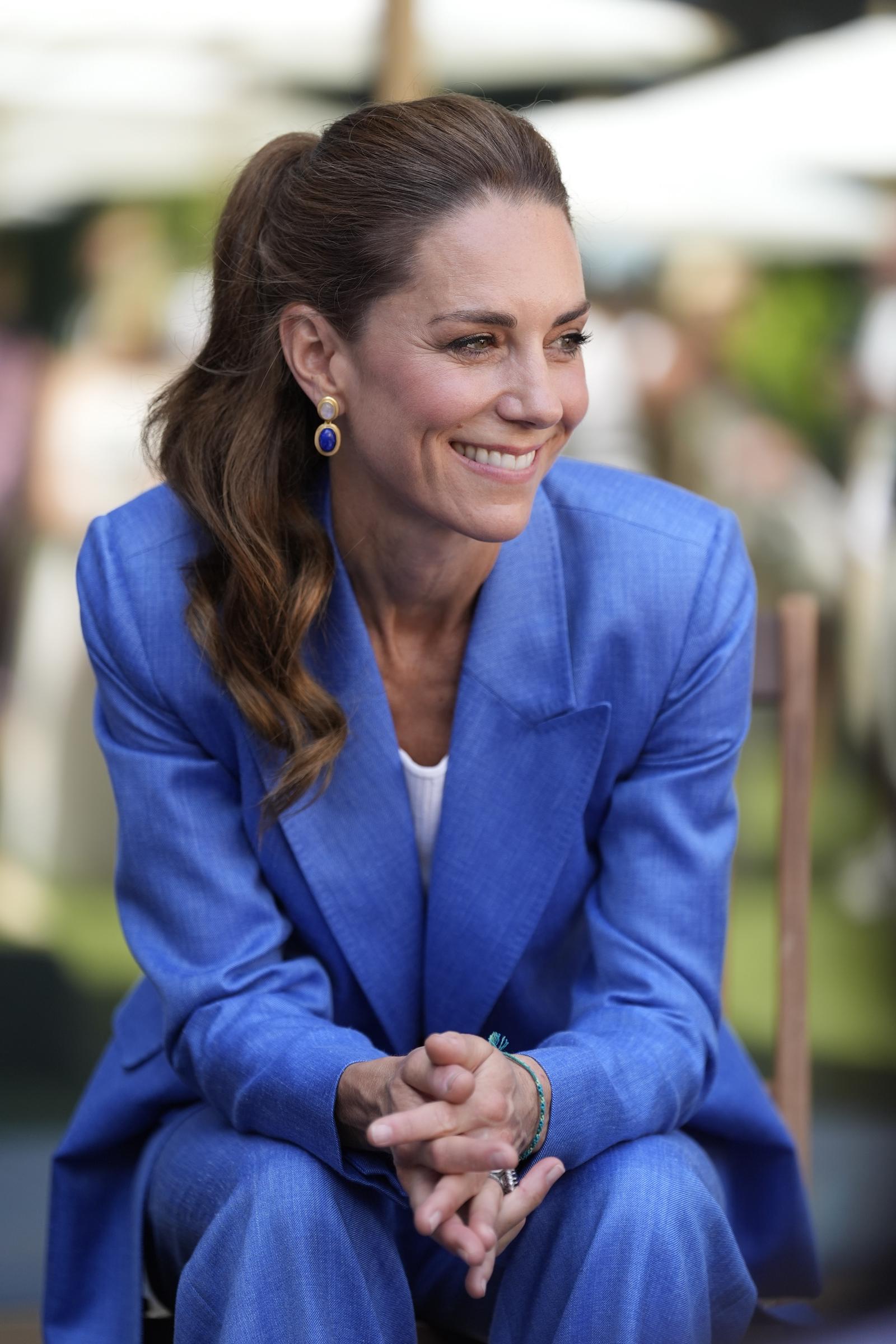 Catherine, Princess of Wales, kindly took the time to greet young children from the Shine Camera Club during the Wimbledon Tennis Championships at the All England Lawn Tennis and Croquet Club on July 2, 2026, in London, England. | Source: Getty Images