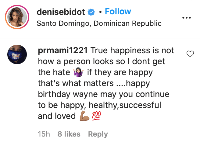 A fan's comment on Denise Bidot's birthday post dedicated to Lil Wayne. | Source: Instagram/denisebidot