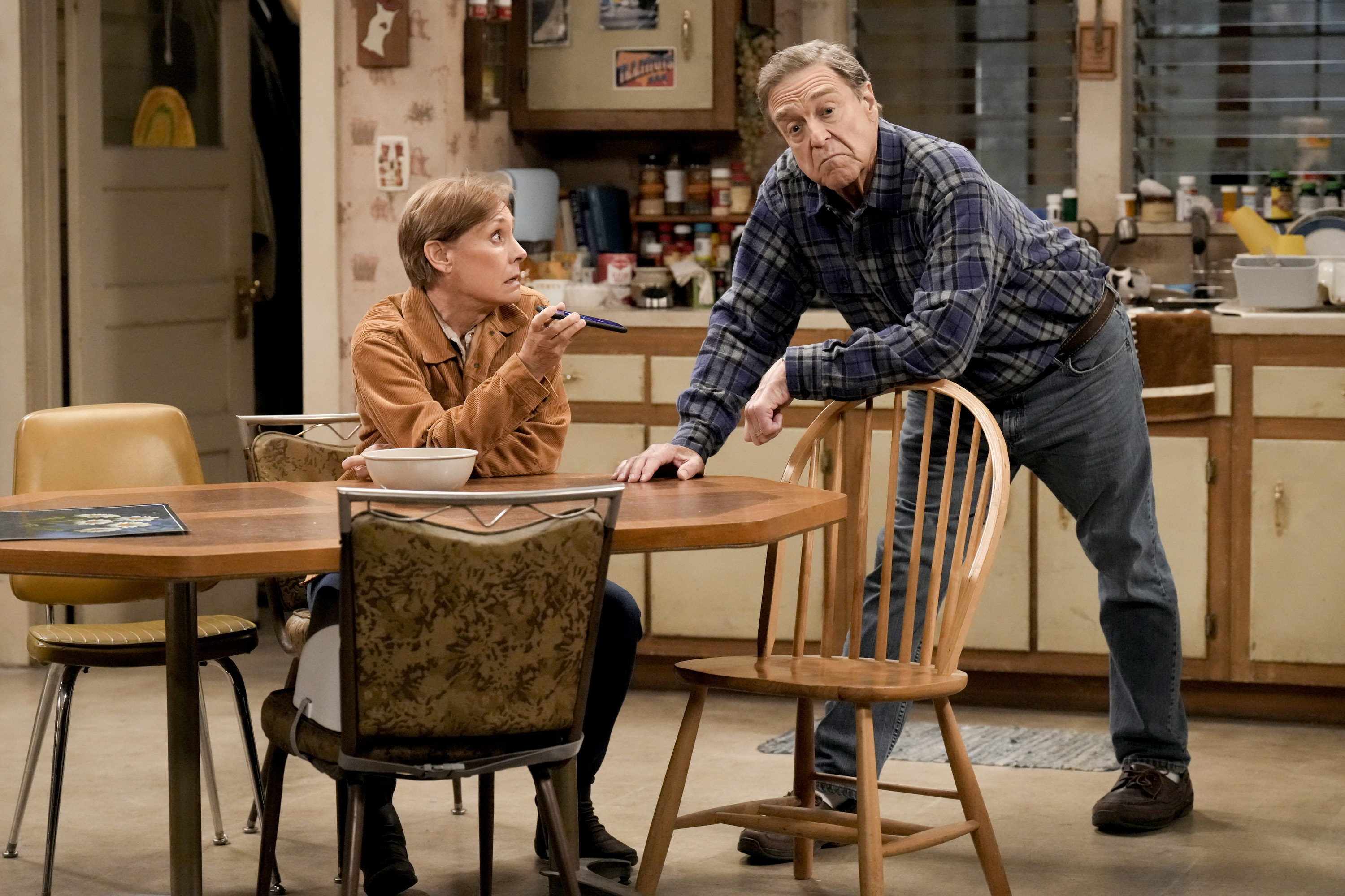 Laurie Metcalf and John Goodman on a Season Four Episode of ABC's "The Conners" in 2022. | Source: Getty Images