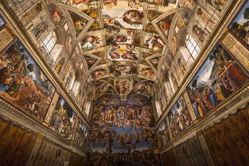 Painted ceiling of the Cistine Chapel in the Vatican. | Source: Shutterstock.