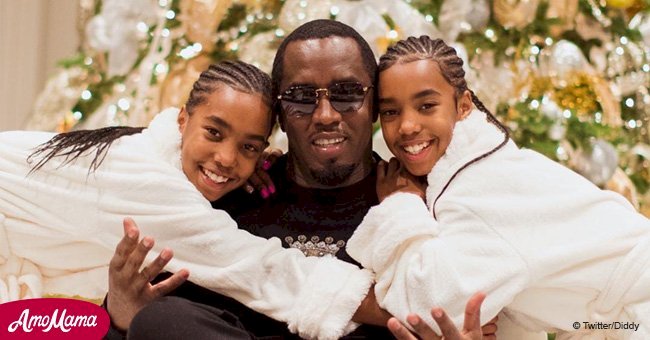 Diddy poses with cute twins as they celebrate Christmas 6 weeks after Kim Porter’s death