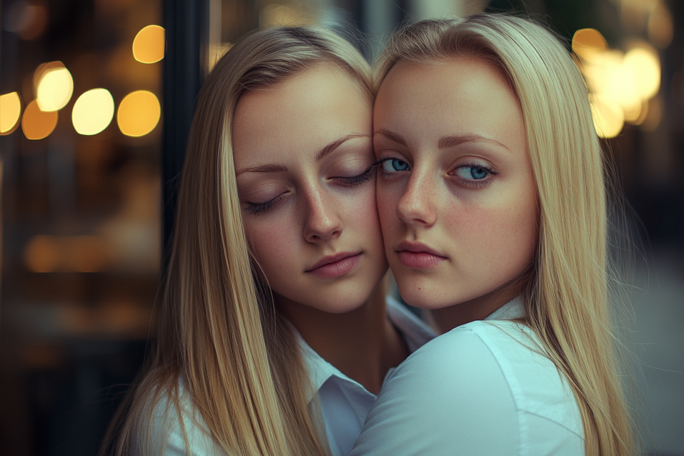 A woman hugging her sister | Source: Midjourney