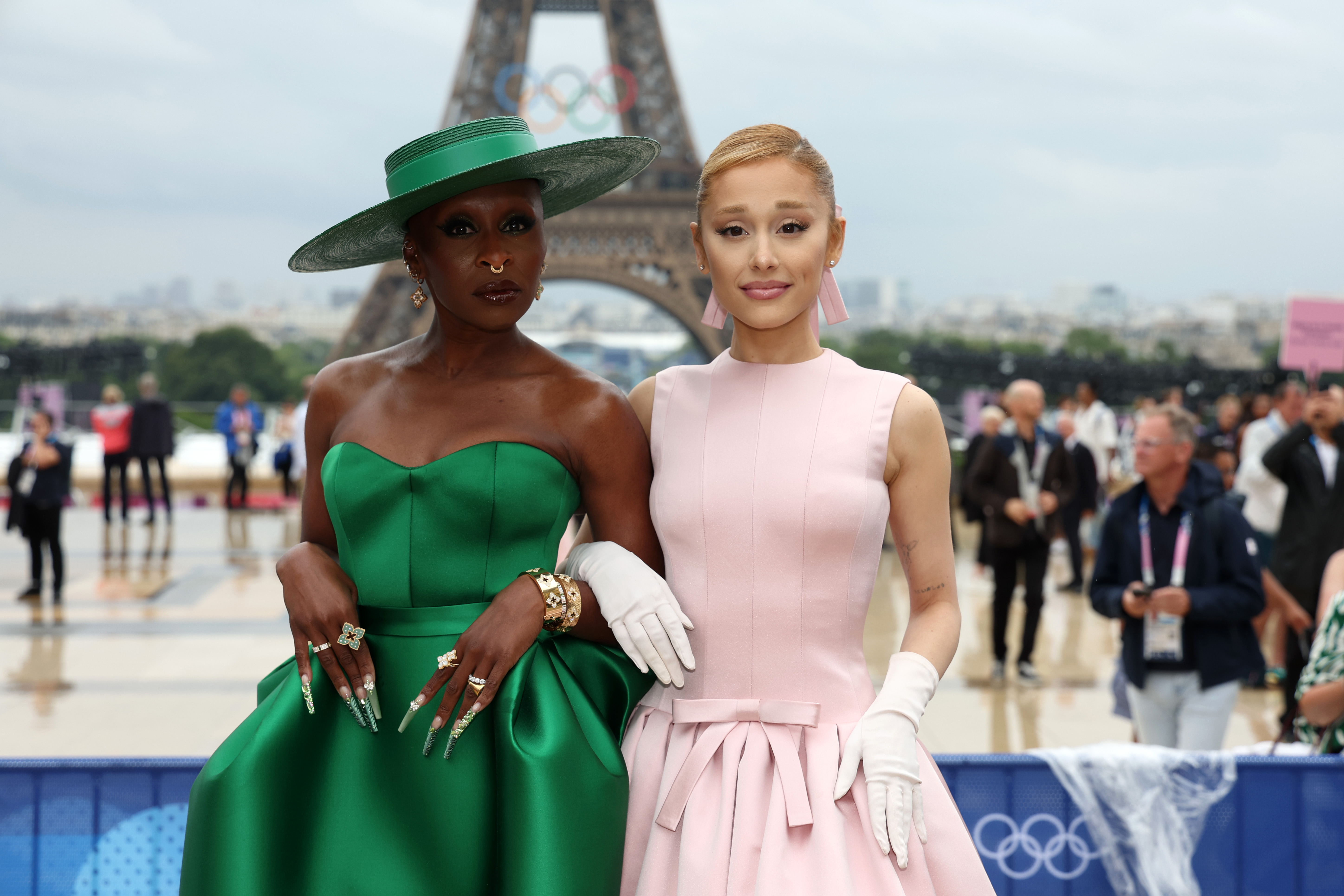 Cynthia Erivo and Ariana Grande on the red carpet for the Paris 2024 Olympic Games opening ceremony on July 26, 2024 | Source: Getty Images