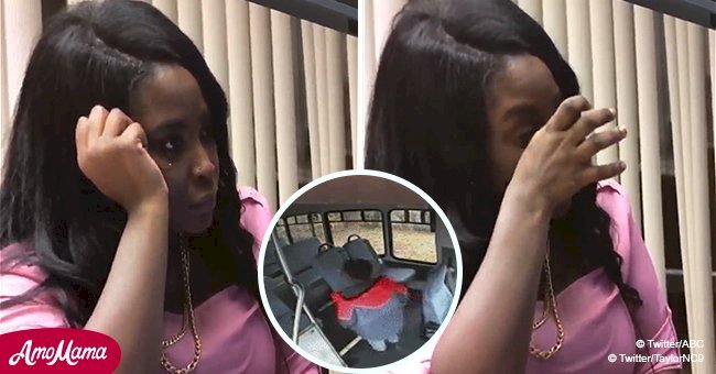 Mom cries as she watches a video of her 5-year-old waking up alone on a locked school bus