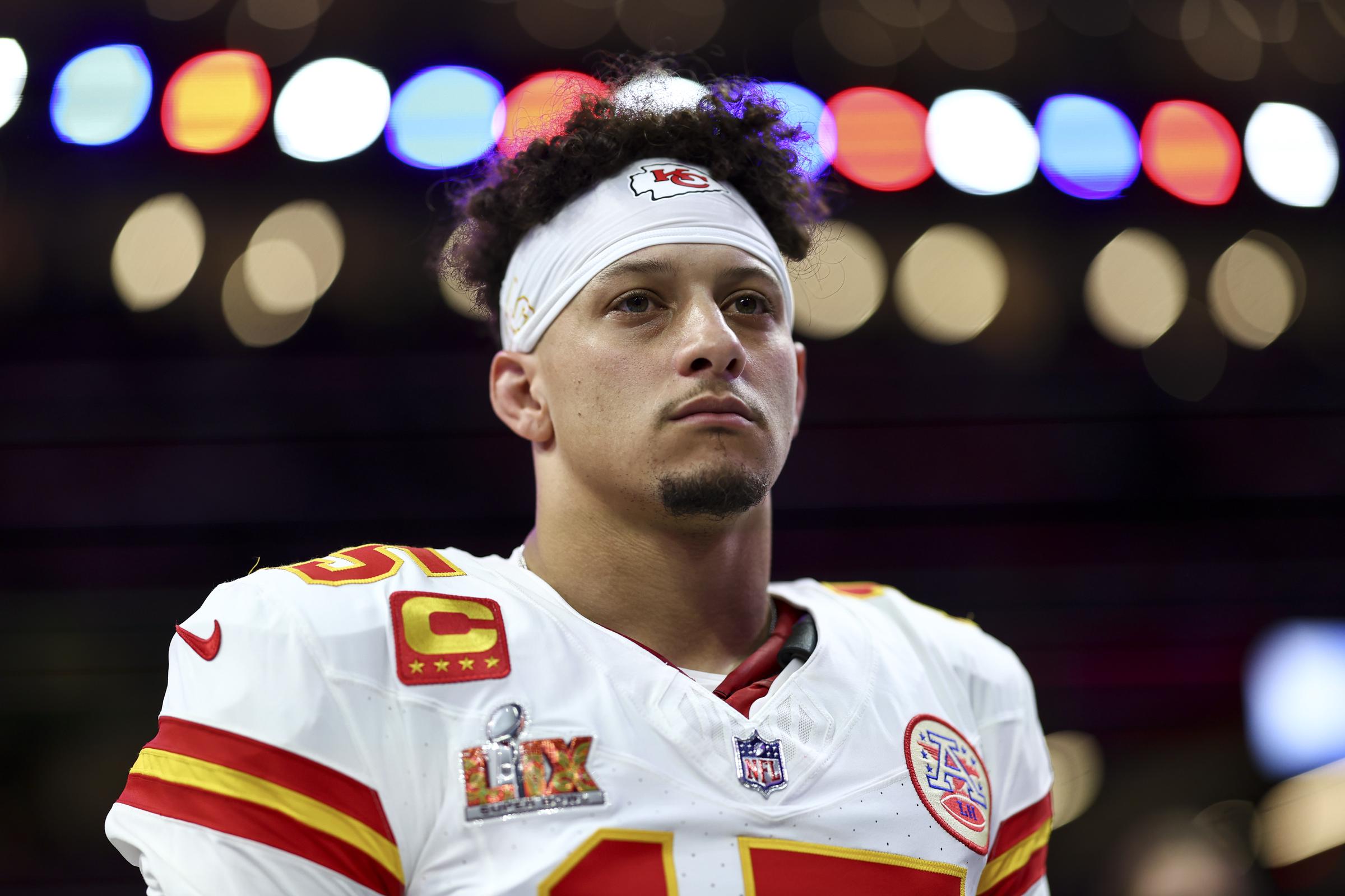 Patrick Mahomes during the 2025 Super Bowl in New Orleans, Louisiana on February 9, 2025. | Source: Getty Images