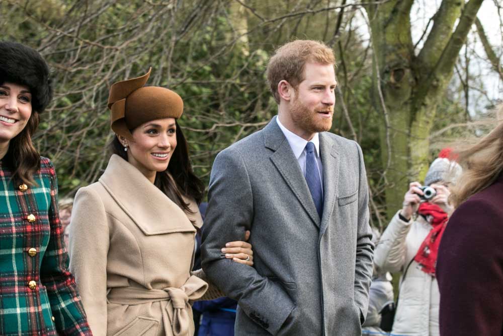 Prince Harry and Meghan Markle with other members of the Royal family going to church at Sandringham on Christmas Day 2017 | Source: Wikimedia Commons