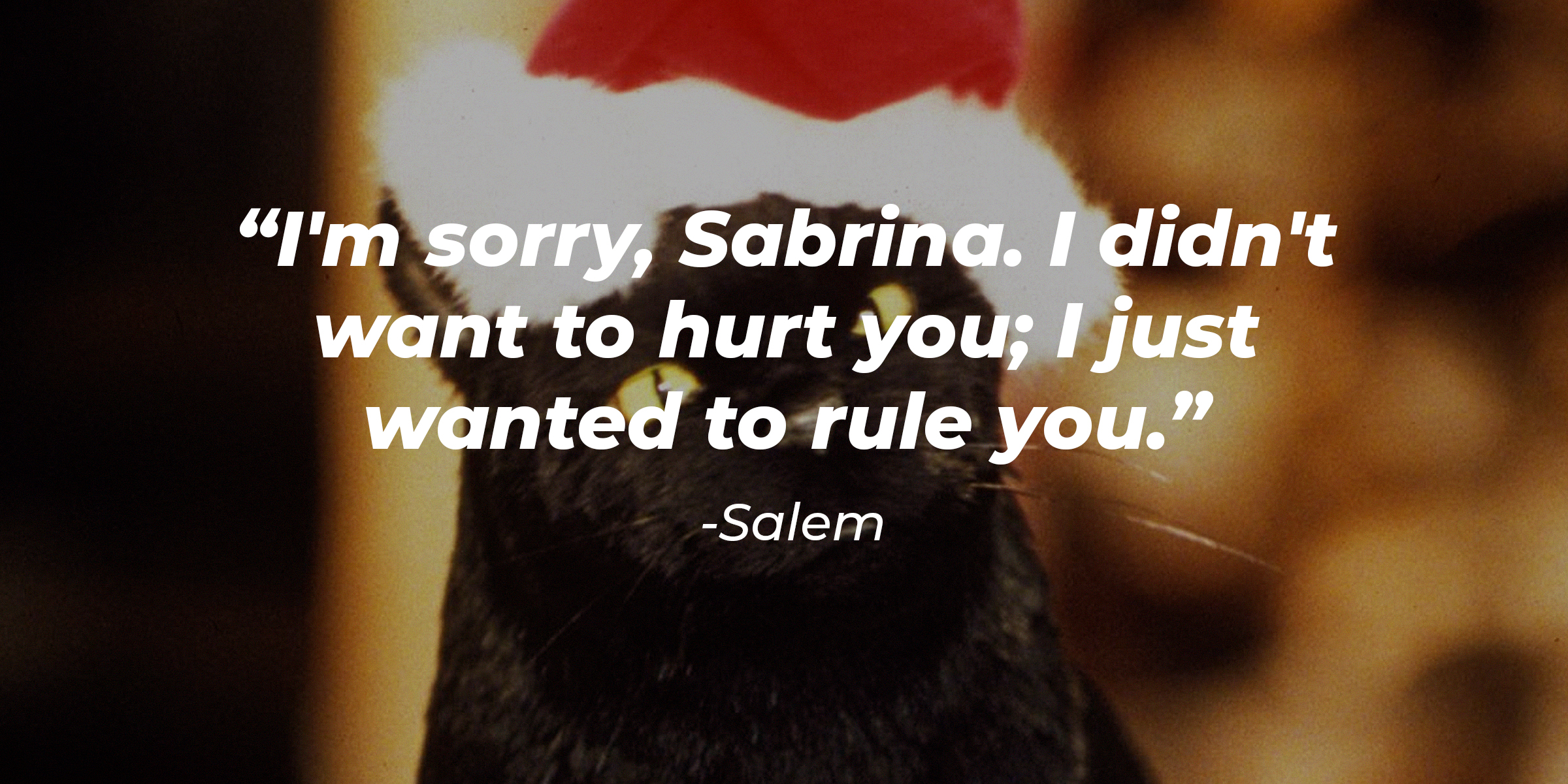 Salem with his quote: “I'm sorry, Sabrina. I didn't want to hurt you; I just wanted to rule you.” | Source: facebook.com/SabrinaTheTeenageWitchTV