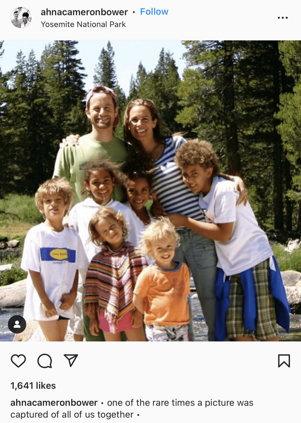 Kirk and Chelsea Cameron with their six children at Yosemite National Park | Photo: Instagram.com/ahnacameronbower