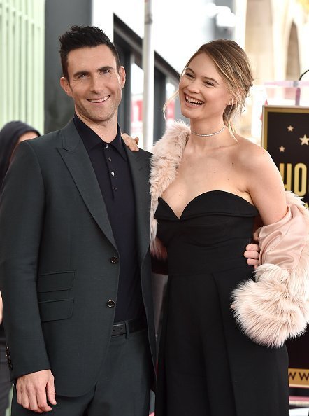 Adam Levine and wife model Behati Prinsloo at the ceremony honoring Adam Levine in Hollywood, California | Photo: Getty Images