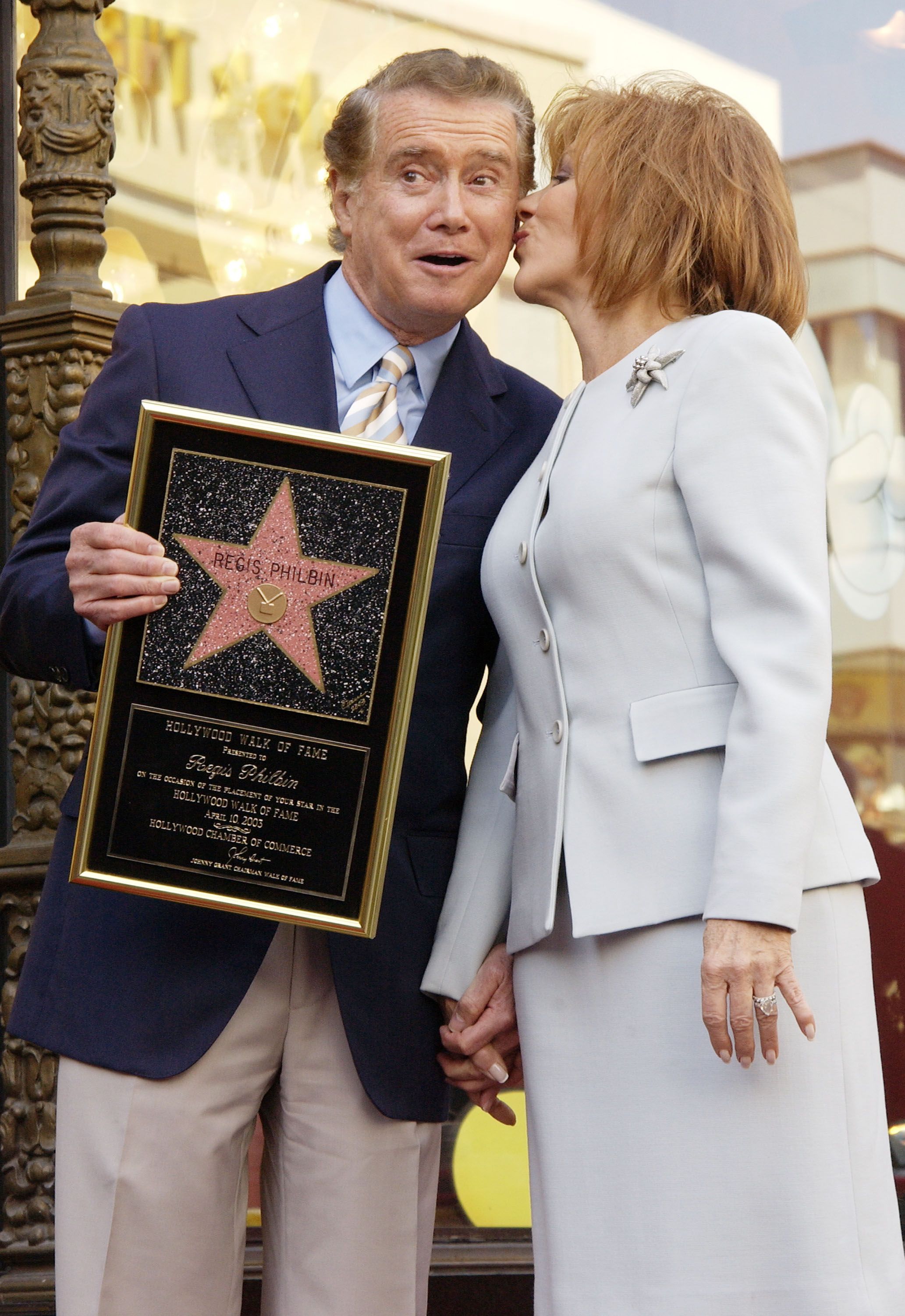 Regis and Joy Philbin after he received a Star on the Hollywood Walk of Fame on April 10, 2003, in Hollywood, California. | Source: Robert Mora/Getty Images