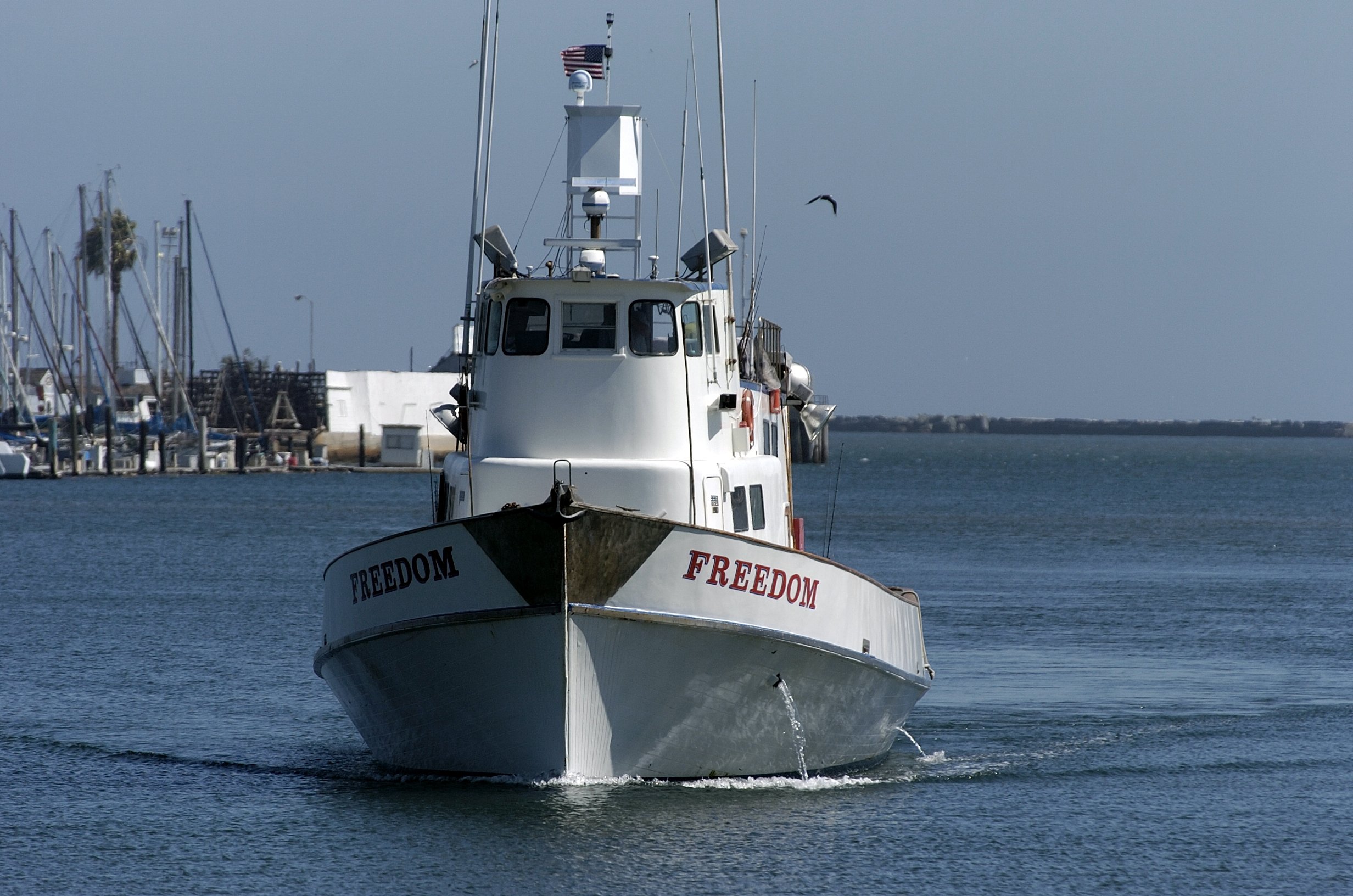 The fishing boat Freedom on August 22, 2005, in San Pedro, California from which Olivia Newton-John's boyfriend Patrick Kim McDermott disappeared | Source: Getty Images