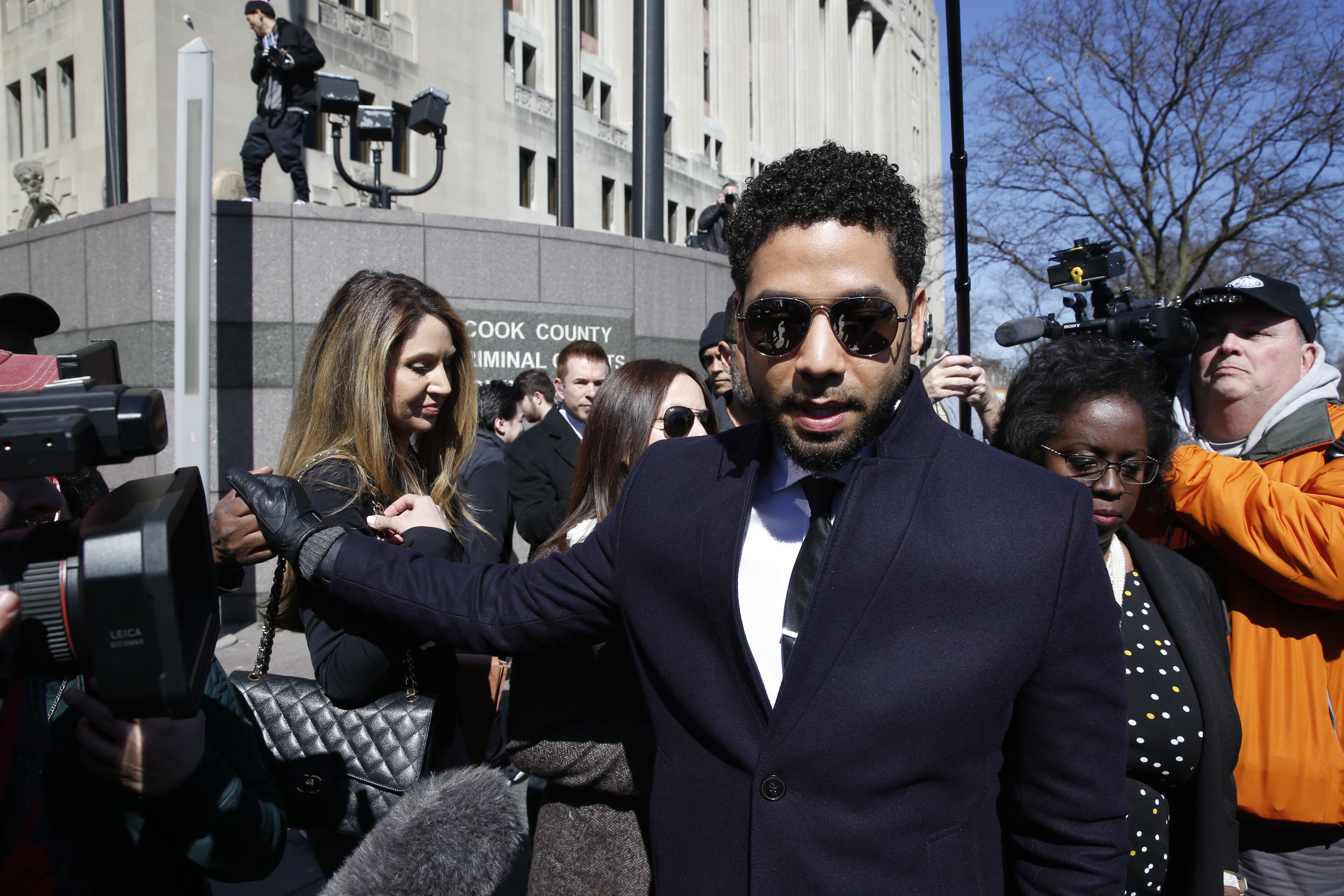 "Empire" actor Jussie Smollett outside the Cook County courthouse in Chicago | Source: Getty Images
