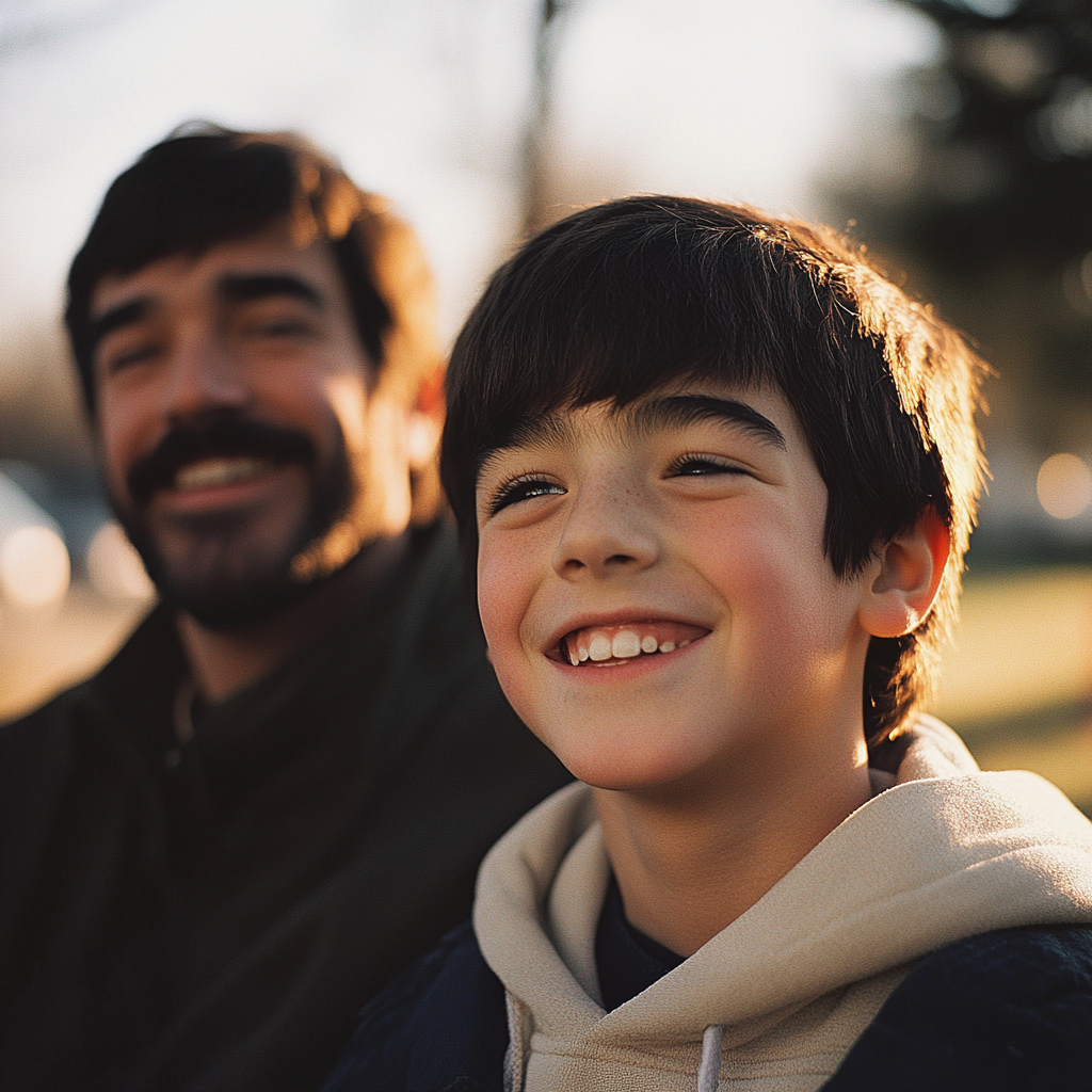 A happy teenager with his uncle | Source: Midjourney