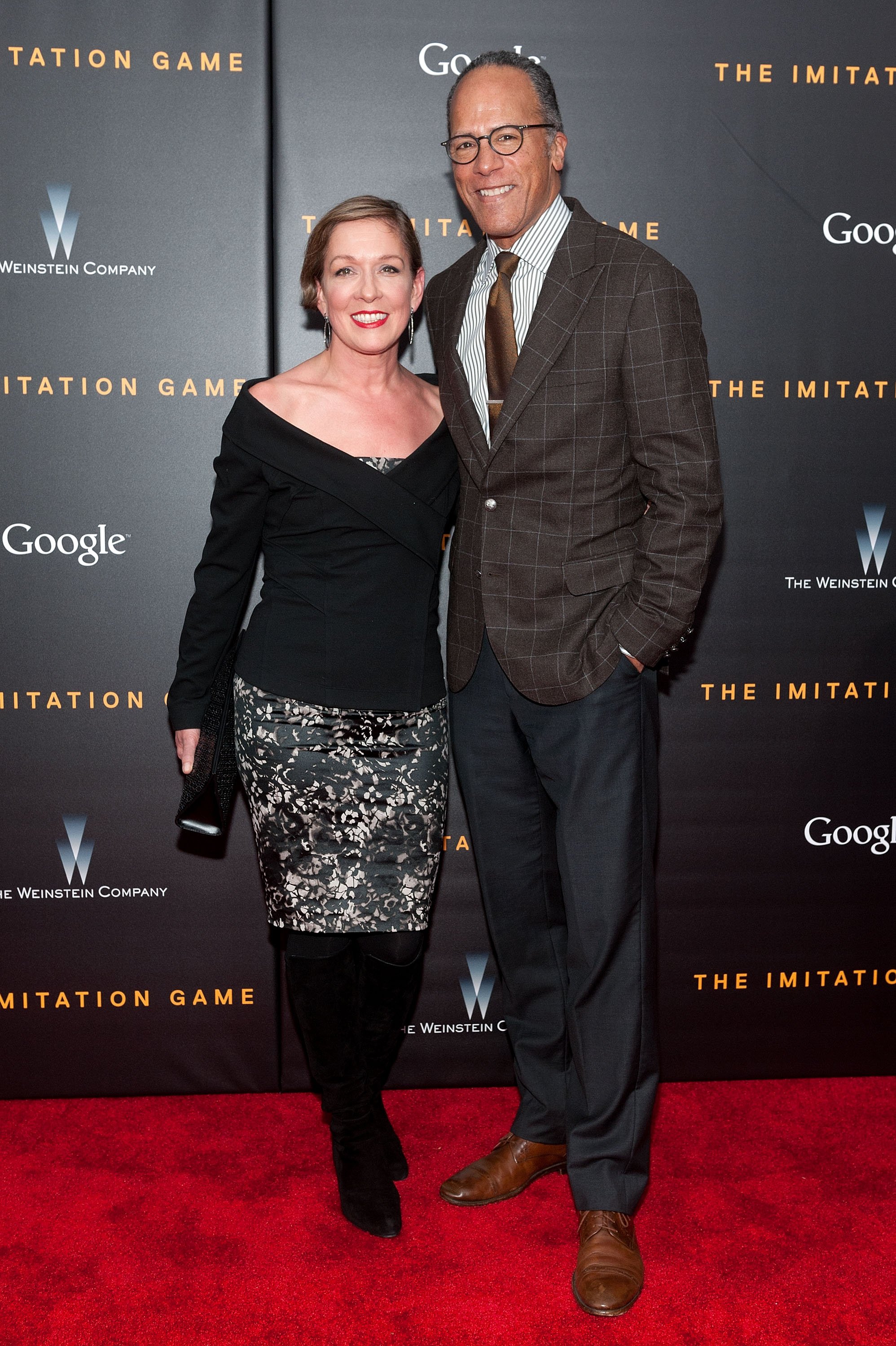 Lester Holt (R) and wife Carol Hagen at the New York premiere of "The Imitation Game" at the Ziegfeld Theater on November 17, 2014 in New York City | Source: Getty Images