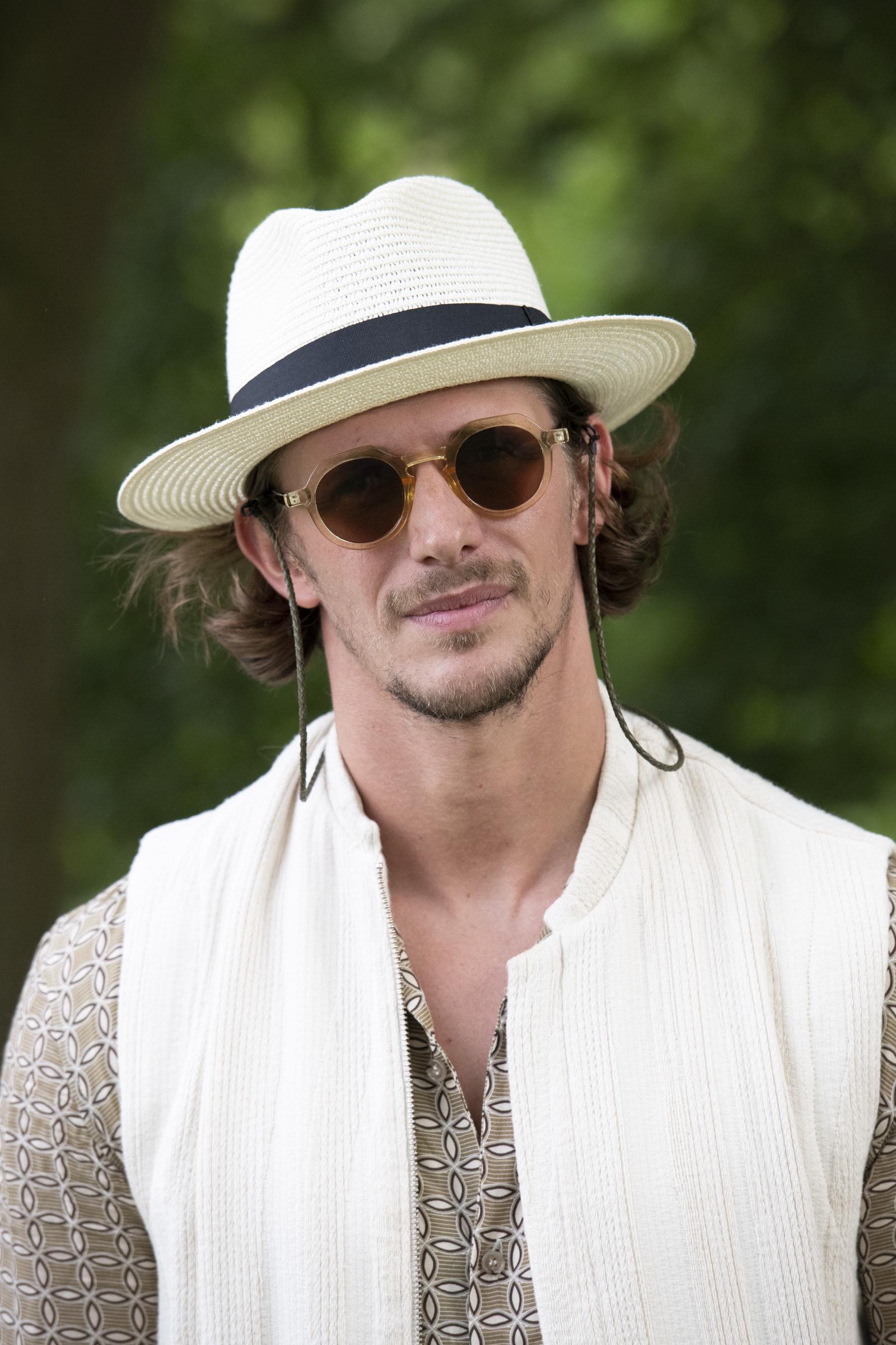 Actor, fashion designer and founder of Prevu Studio Jake Hall wears all Prevu Studio at the Wilderness Festival 2019 at Cornbury Park on 3 August in Oxford, England. | Source: Getty Images