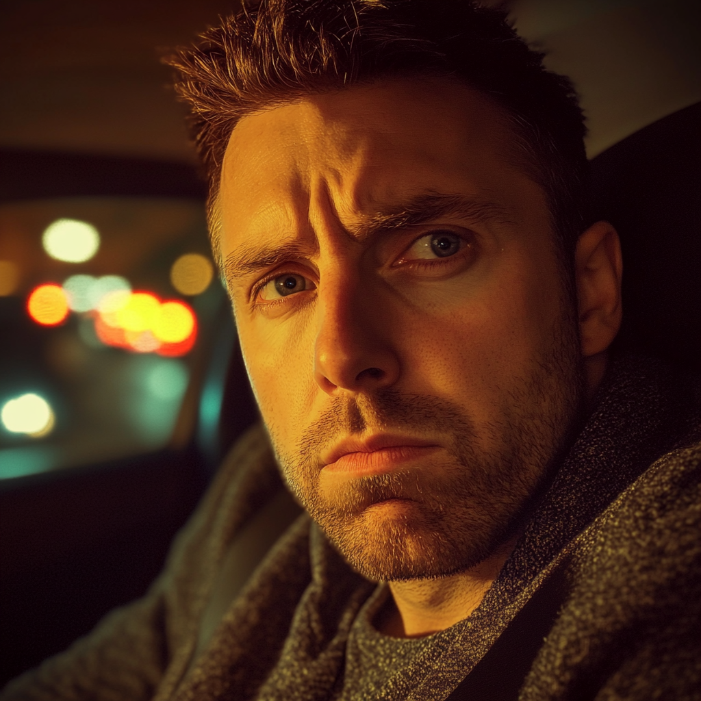 An annoyed man sitting in a car | Source: Midjourney