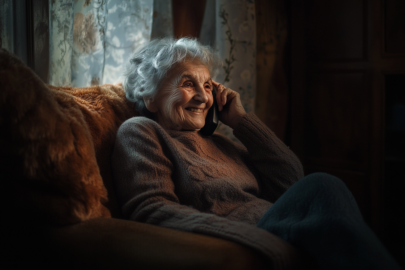 Old woman talking on the phone | Source: Midjourney