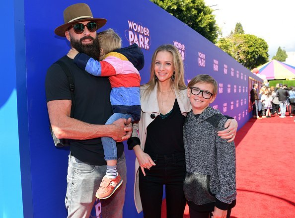Nathan Andersen and A.J. Cook with their children Phoenix Sky Andersen and Mekhai Allan Andersen attend the premiere of Paramount Pictures' "Wonder Park" at Regency Bruin Theatre on March 10, 2019, in Los Angeles, California. | Source: Getty Images.
