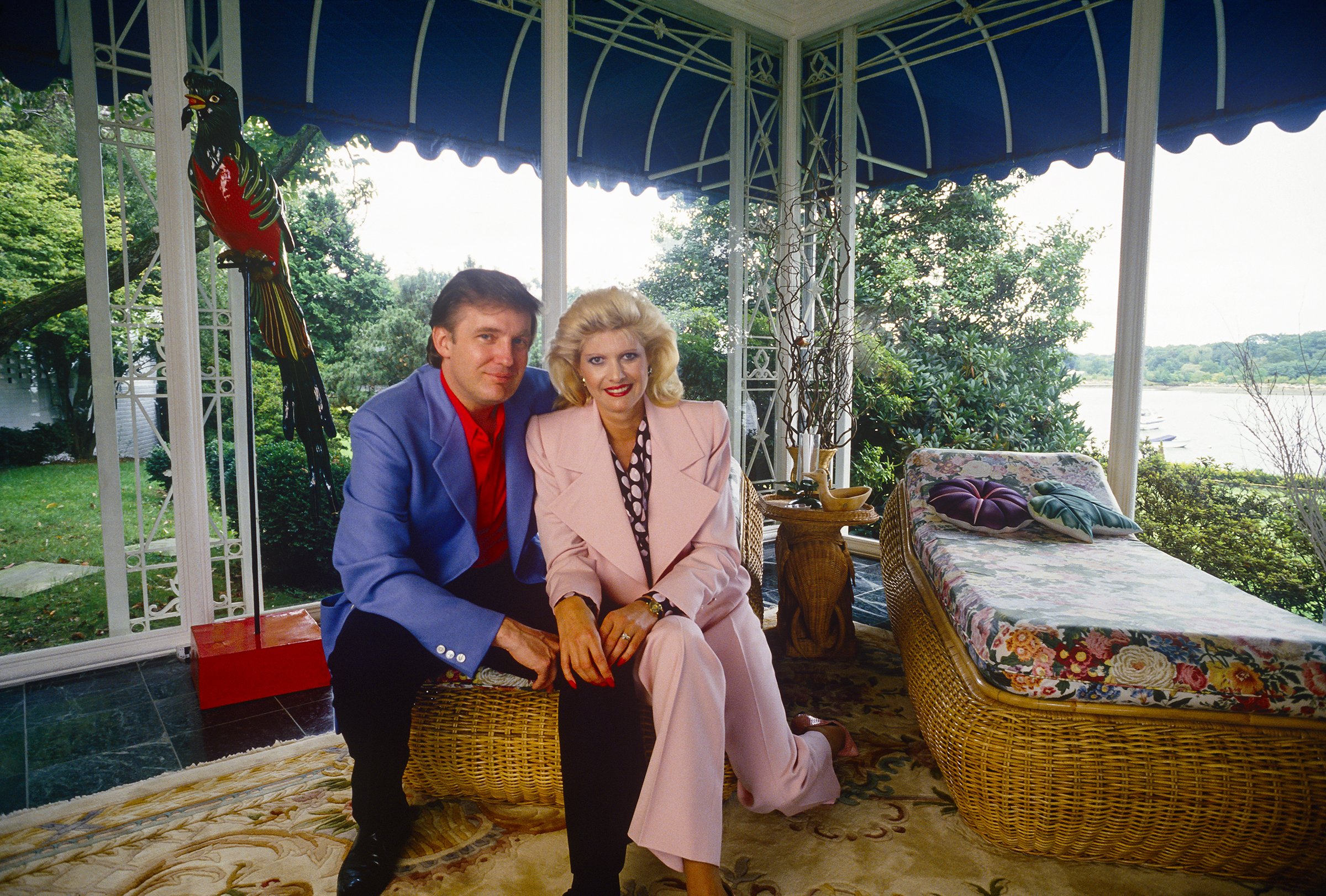 Donald Trump with first wife, Ivana, at their Greenwich, Ct. mansion in 1987. | Source: Getty Images