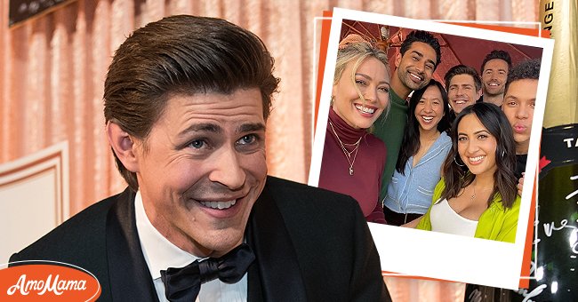 Chris Lowell at the 25th Annual Screen Actors Guild Awards cocktail party, Los Angeles, California, 2019 [Left] Lowell and the cast of "How I Met Your Mother" posed for a photo on Instagram [Right] | Photo: Getty Images & Instagram/himyfonhulu 