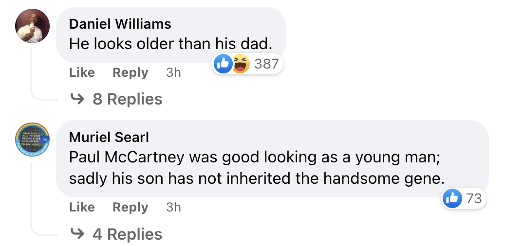 Fans discuss James and Paul McCartney's alleged resemblance | Source: Facebook.com/DailyMail/