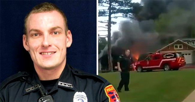 A brave officer acted quickly and managed to pull an elderly man from a burning house | Photo: Facebook/PortWashintonPoliceDepartment & Youtube/WISN 12 News  