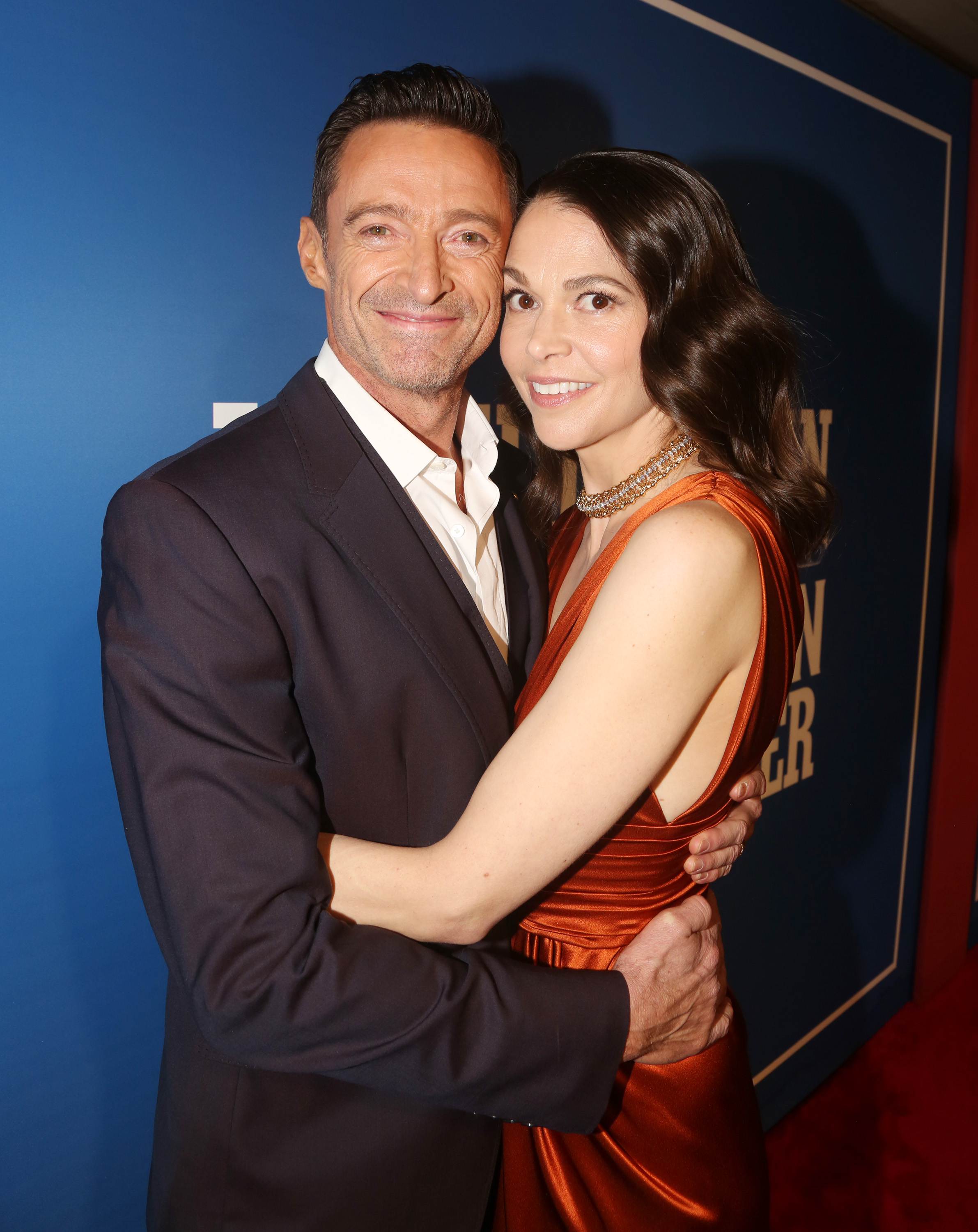 Hugh Jackman and Sutton Foster pose at the opening night of "The Music Man" on Broadway at The Winter Garden Theater in New York City on February 10, 2022. | Source: Getty Images