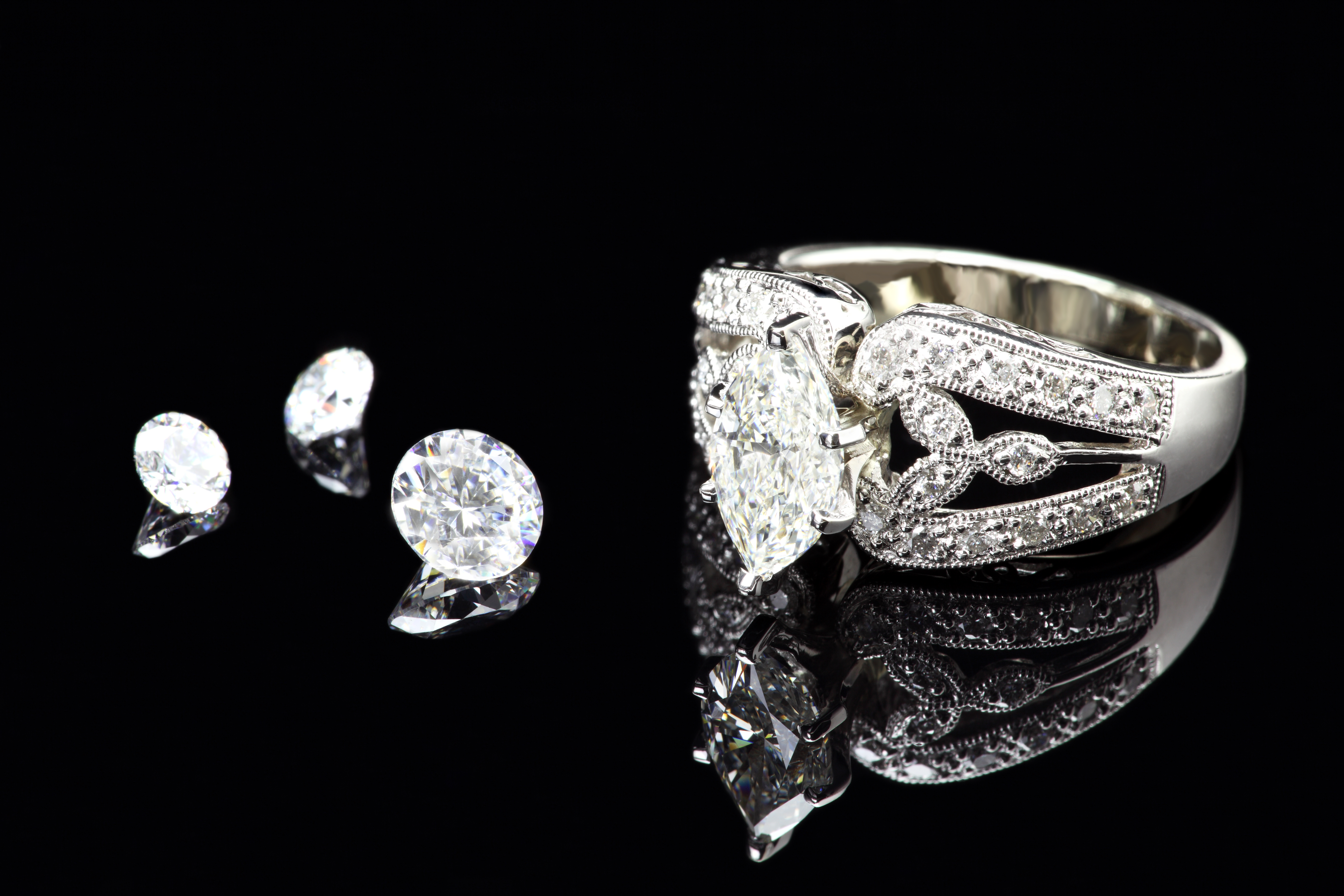 Diamond Ring with diamonds scattered | Source: Getty Images