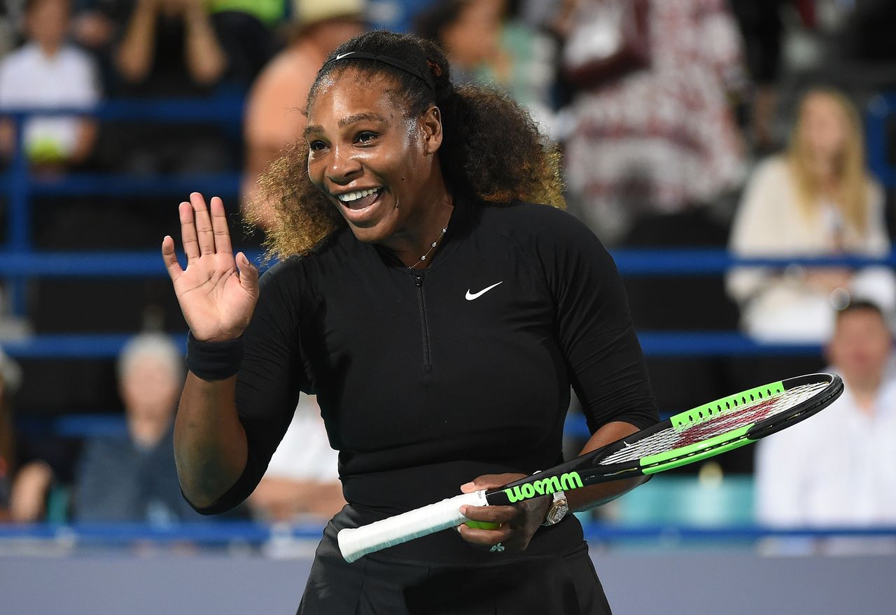 Serena Williams waved during her Ladies Final match against Jelena Ostapenko of Latvia at the Mubadala World Tennis Championship at International Tennis Centre Zayed Sports City on December 30, 2017 in Abu Dhabi, United Arab Emirates | Photo: Getty Images