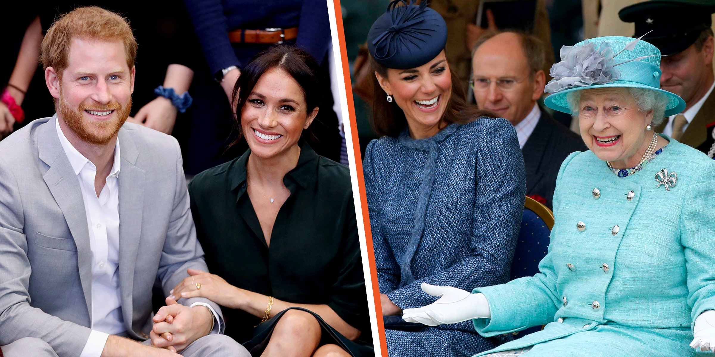 Prince Harry and Duchess Meghan | Duchess Kate and the late Queen Elizabeth | Source: Getty Images