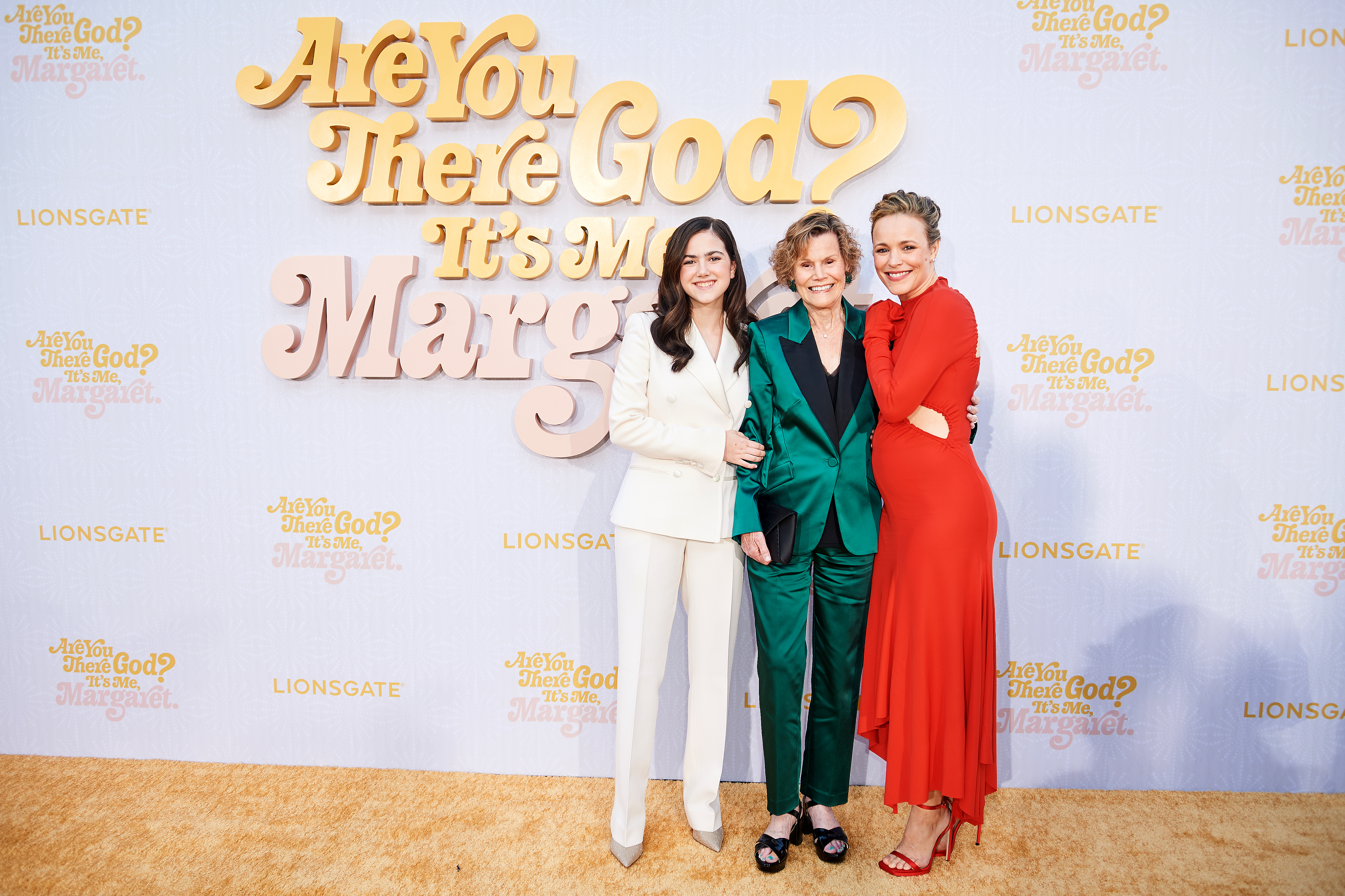 (L-R) Abby Ryder Fortson, Judy Blume and Rachel McAdams attend "Are You There God? It's Me, Margaret." Los Angeles premiere at Regency Village Theatre, on April 15, 2023, in Los Angeles, California. | Source: Getty Images